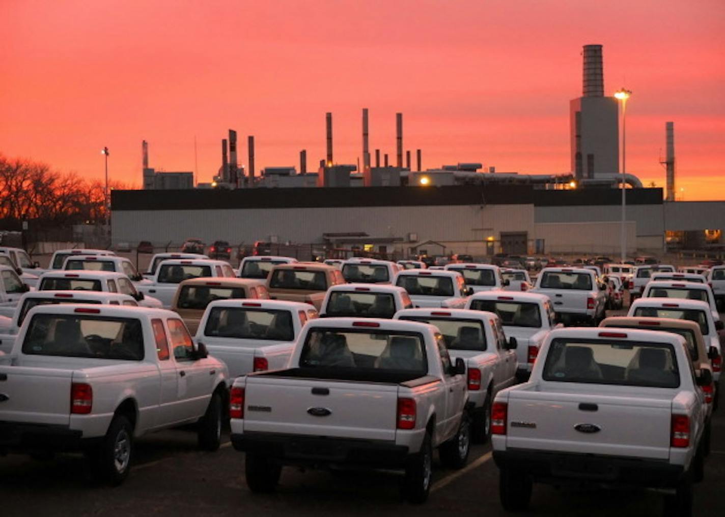 Sunrise over the St. Paul Ford Ranger Plant on the day last truck will roll off the line. PHOTO: Brian Peterson