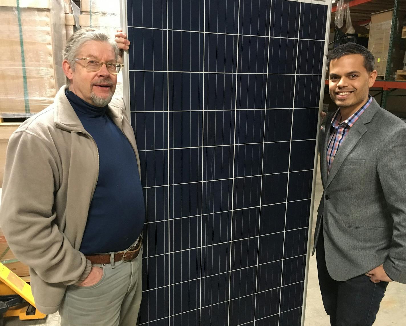 CEO Ralph Jacobson, the 1991 founder of IPS Solar, and Chief Development Officer Eric Pasi. Photo:Neal.St.Anthony@startribune.com