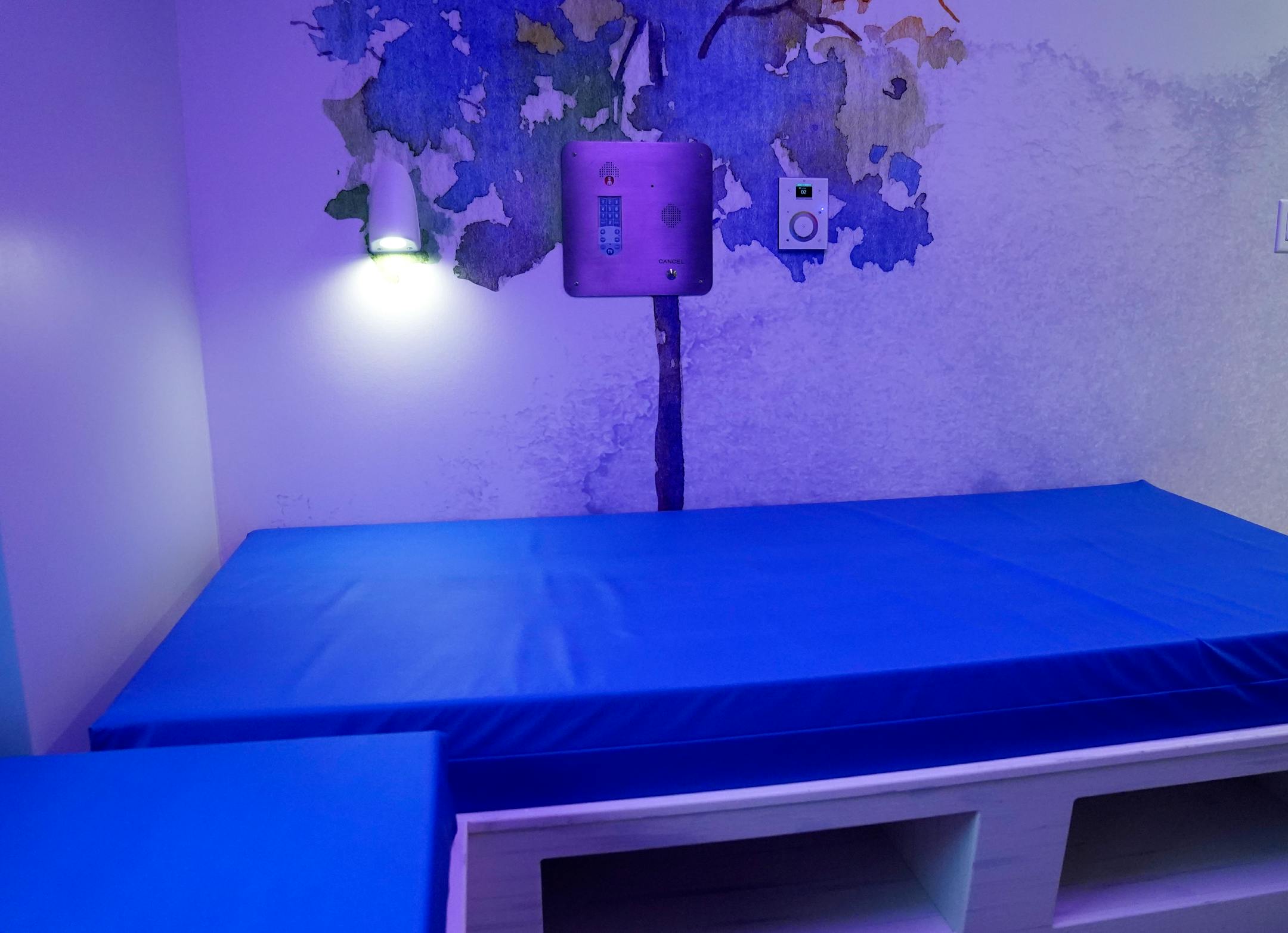 One of 22 patient's rooms at Children's Minnesota inpatient mental health unit.