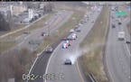 This screen grab of a MnDOT camera shows part of the police chase on Hwy. 10 in the northwest metro.
