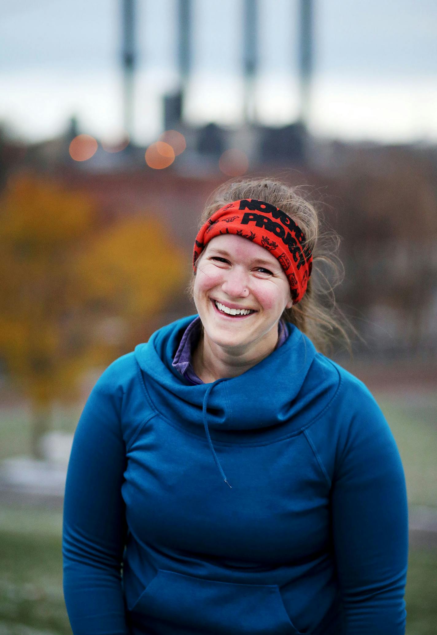 November Project participant Anika Taylor, 35, after the workout Wednesday, Nov. 7, 2018, at Gold Medal Park in Minneapolis, MN.] DAVID JOLES • david.joles@startribune.com Who shows up to the November Project, a weekly outdoors workout with odd exercises but a tribal , devoted popularity in Minneapolis. The project just celebrated its seventh year in MInneapolis.* Anika Taylor,cq