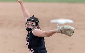 Rocori pitcher Jessica Boos throws in the top of the second inning of the Class 3A softball championship game Friday at Jane Sage Cowles Stadium.