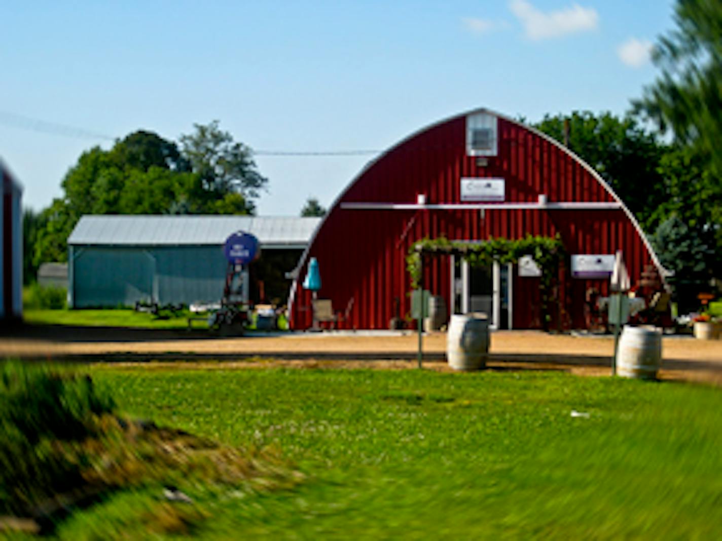 Welcome to Crofut Winery in Jordan! Wine tastings are held in the red barn.