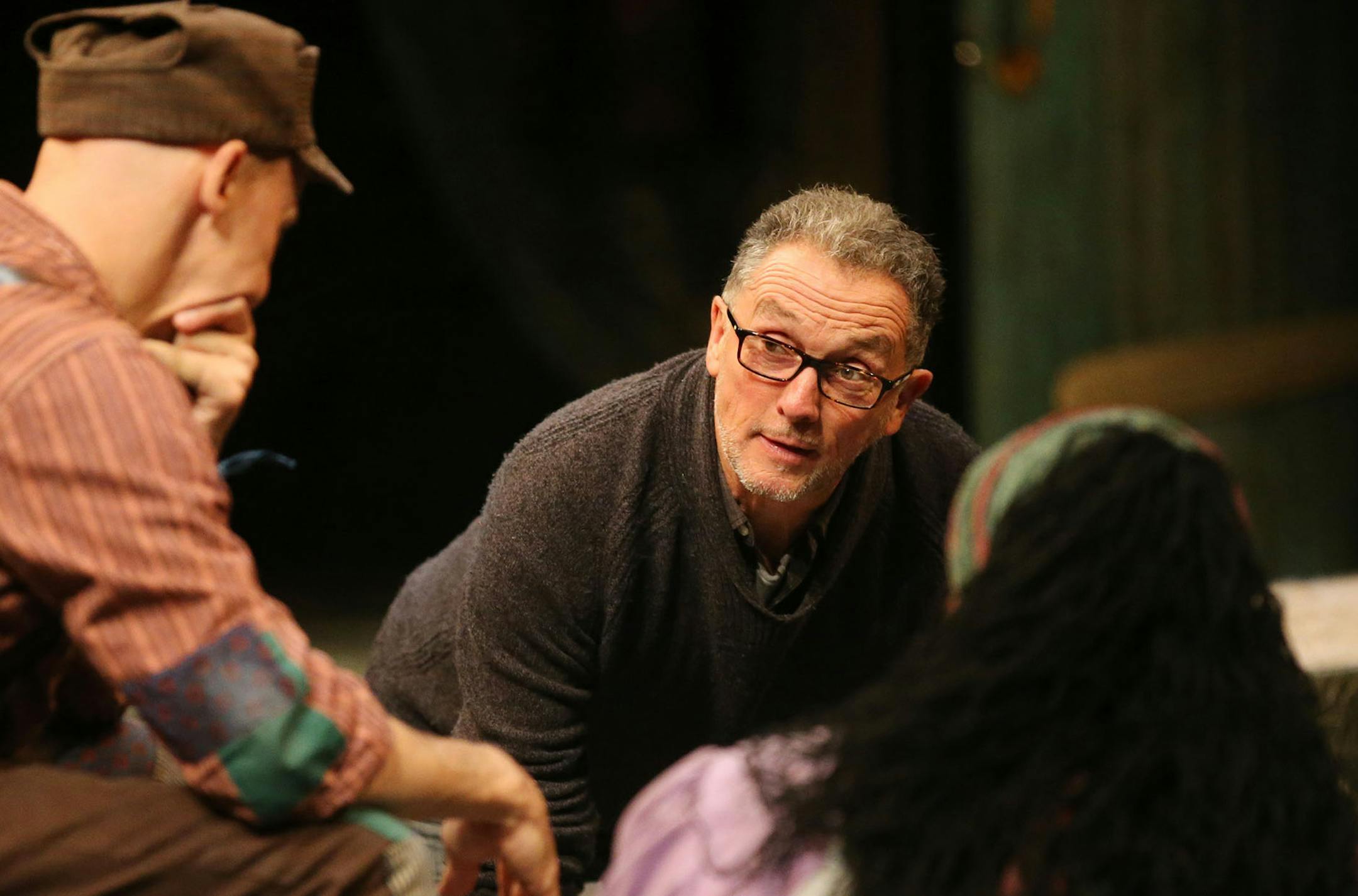 Director and adaptor Greg Banks, center, watched actors Dean Holt, left, and Joy Dolo, right, during rehearsals for "Snow White," at the Children's Theater Company Thursday, Oct. 3, 2019, in Minneapolis, MN.] DAVID JOLES • david.joles@startribune.com Director and adaptor Greg Banks has been staging shows at the Children's Theatre for 19 seasons, and they all follow a distinct, master chef template. Take big, epic stories, boil them down to their savory essence, and serve them up with as f