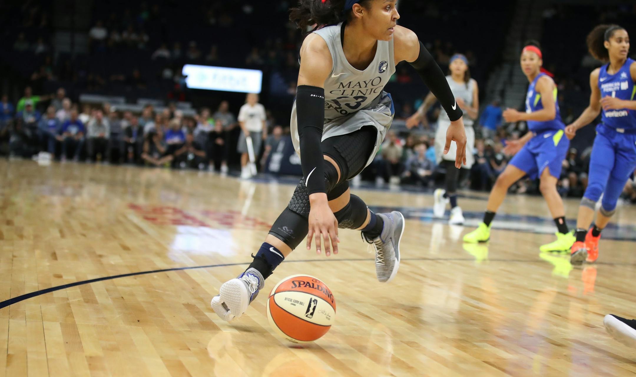Maya Moore drove the the basket at Target Center Tuesday , June 19, 2018 in Minneapolis, MN.