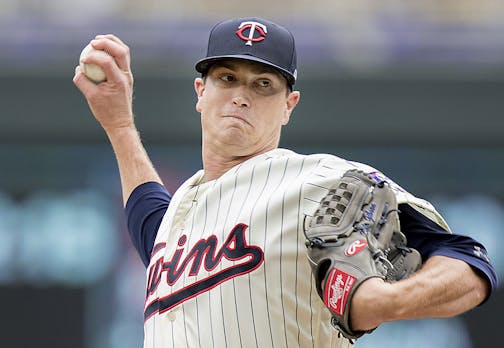 Minnesota Twins starting pitcher Kyle Gibson took to the mound during the first inning as the Twins took on the Tigers at Target Field, Wednesday, May 23, 2018 in Minneapolis, Minn. The Tigers won, 4-1. (Elizabeth Flores/Minneapolis Star Tribune/TNS) ORG XMIT: 1231881 ORG XMIT: MIN1805231727041004