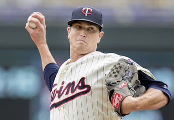 Minnesota Twins starting pitcher Kyle Gibson took to the mound during the first inning as the Twins took on the Tigers at Target Field, Wednesday, May