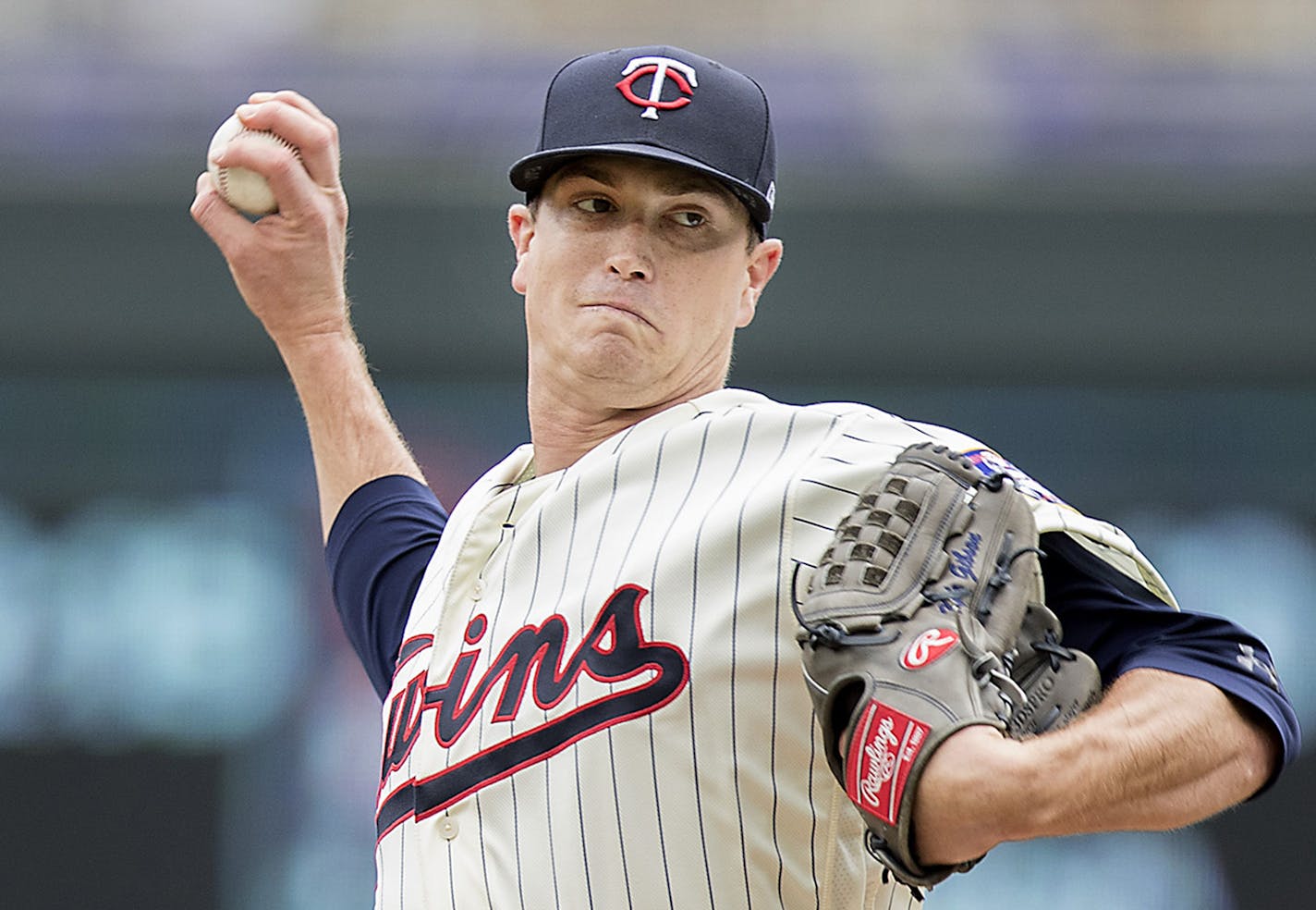 Minnesota Twins starting pitcher Kyle Gibson took to the mound during the first inning as the Twins took on the Tigers at Target Field, Wednesday, May 23, 2018 in Minneapolis, Minn. The Tigers won, 4-1. (Elizabeth Flores/Minneapolis Star Tribune/TNS) ORG XMIT: 1231881 ORG XMIT: MIN1805231727041004