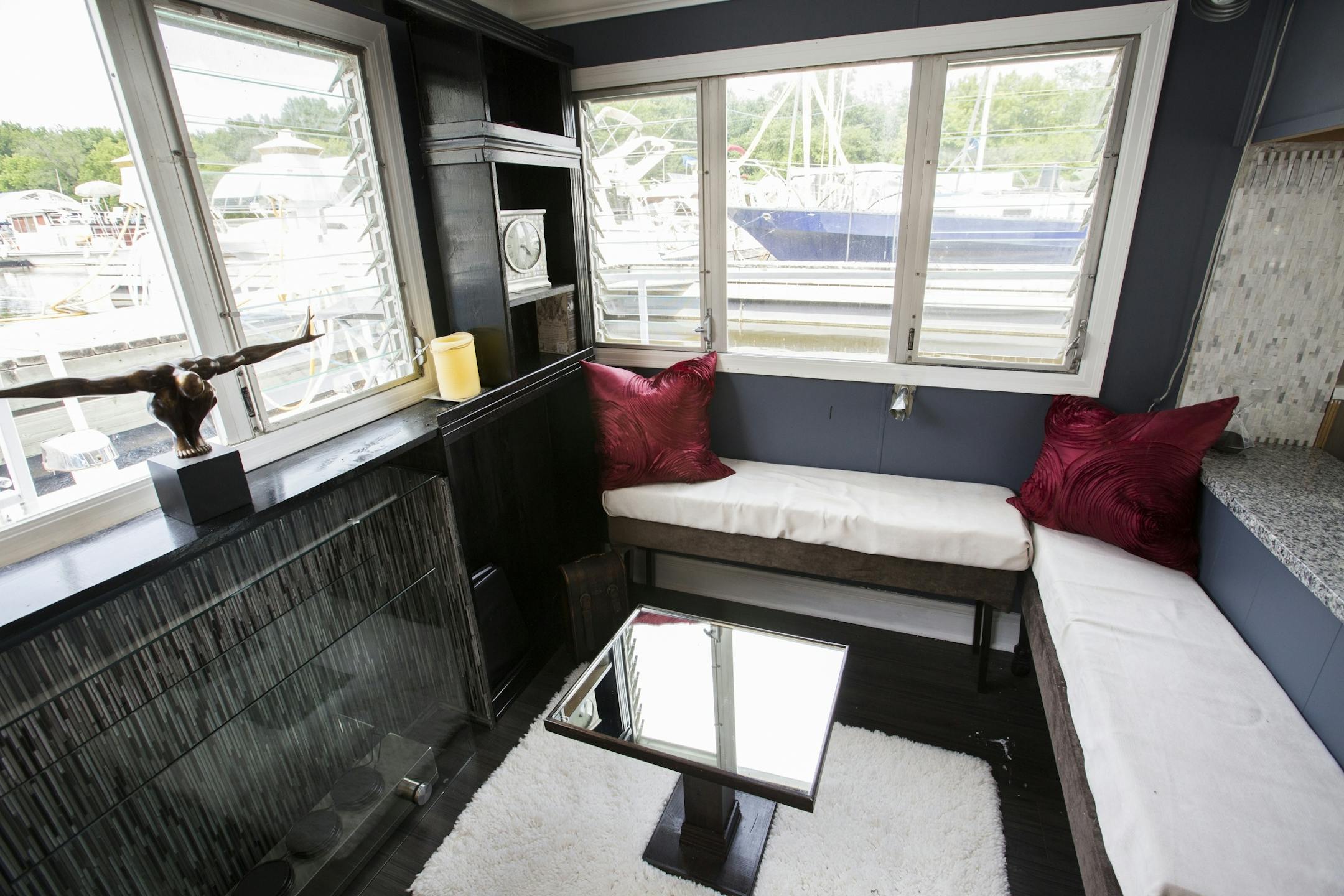 Van built benches to provide extra seating.