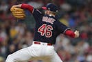 Cleveland Indians relief pitcher Oliver Drake delivers in the ninth inning of a baseball game against the Houston Astros, Friday, May 25, 2018, in Cle