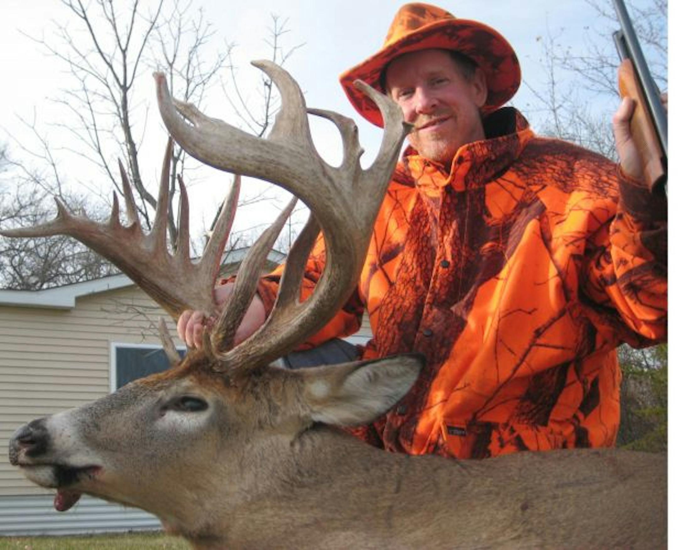 Glen Senske of Princeton bagged this 20-point buck on Sunday -- his biggest ever -- using a .410 shotgun. He couldn't use his 12-gauge shotgun because he was afraid the recoil would reinjure his collar bone, shattered last spring in an ATV accident.