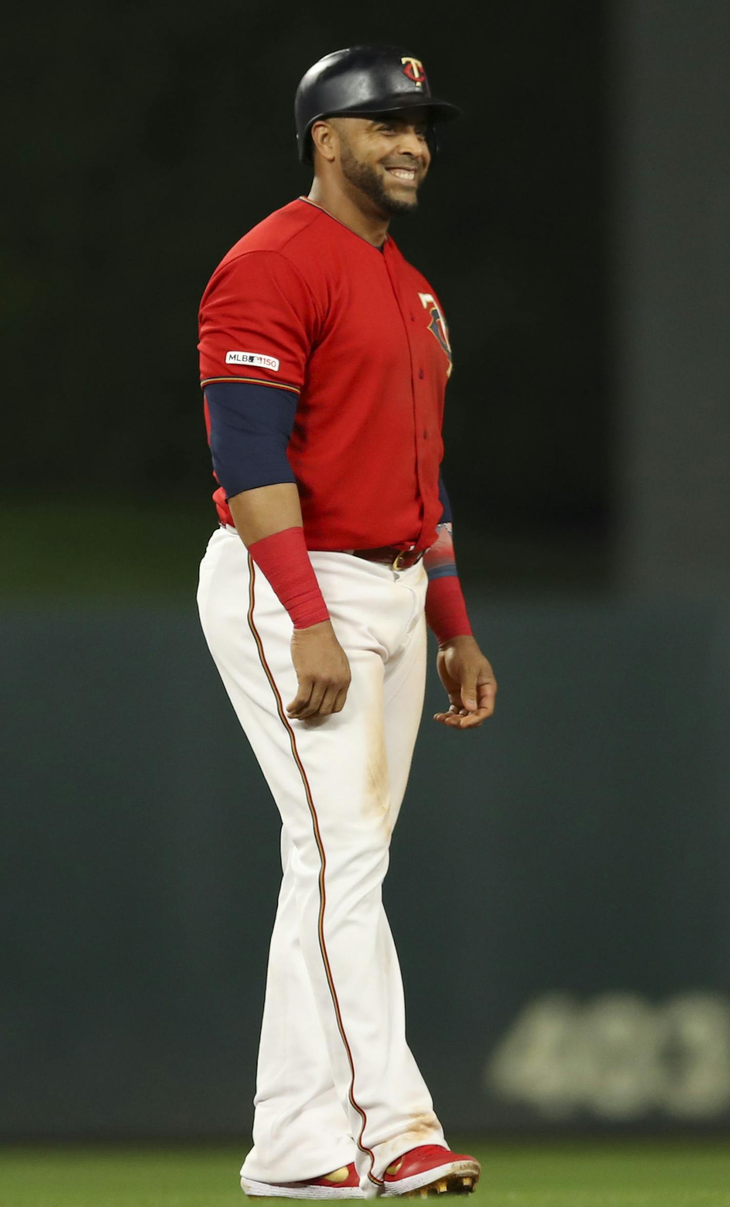 Minnesota Twins designated hitter Nelson Cruz smiled towards the dugout after his first of two doubles in the eighth inning. ] JEFF WHEELER &#x2022; jeff.wheeler@startribune.com The Minnesota Twins beat the Chicago White Sox 14-4 in an MLB baseball game Tuesday night, August 20, 2019 at Target Field in Minneapolis.
