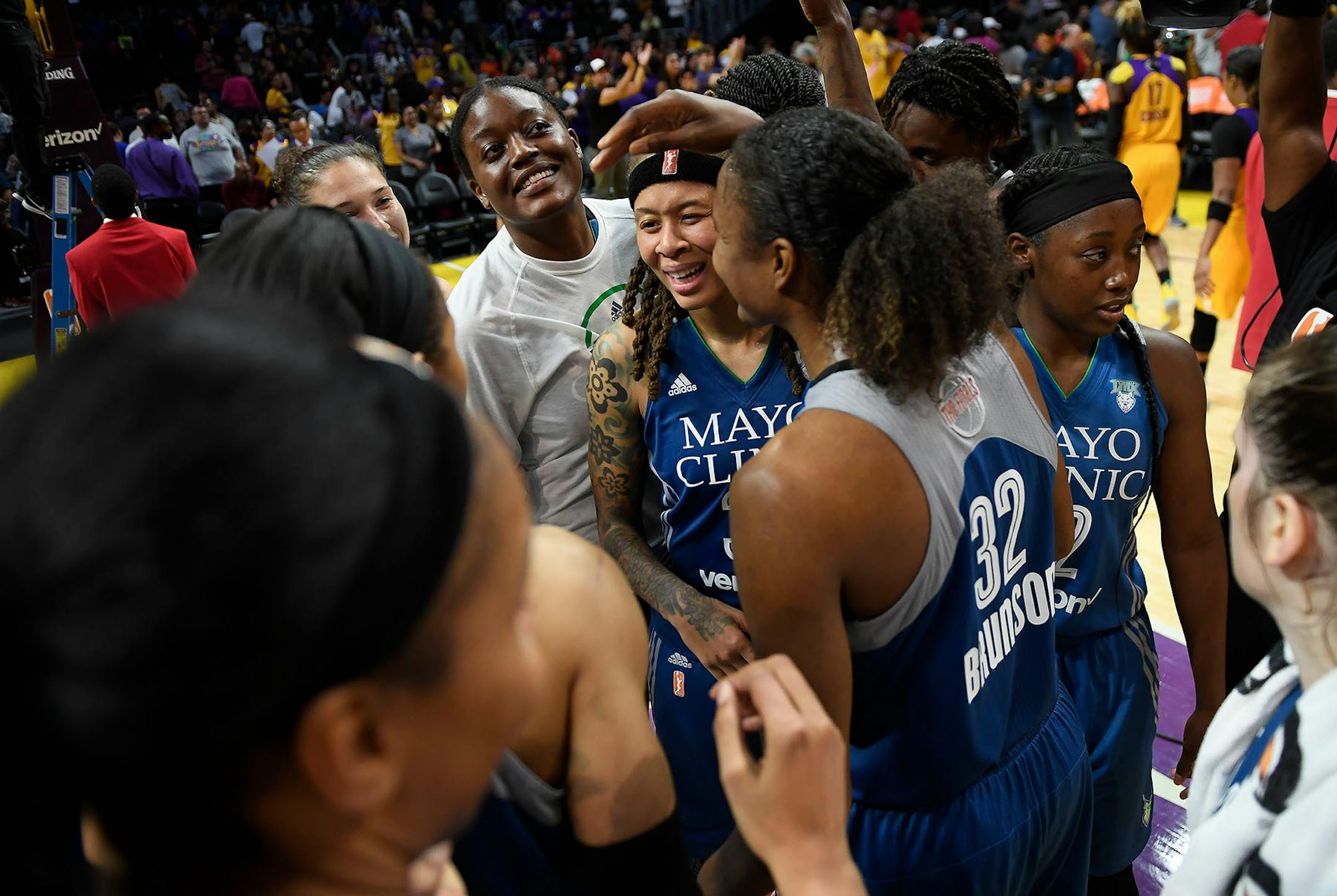 The Minnesota Lynx celebrated their 80-69 victory over the Los Angeles Sparks, forcing a game five in the WNBA Finals.
