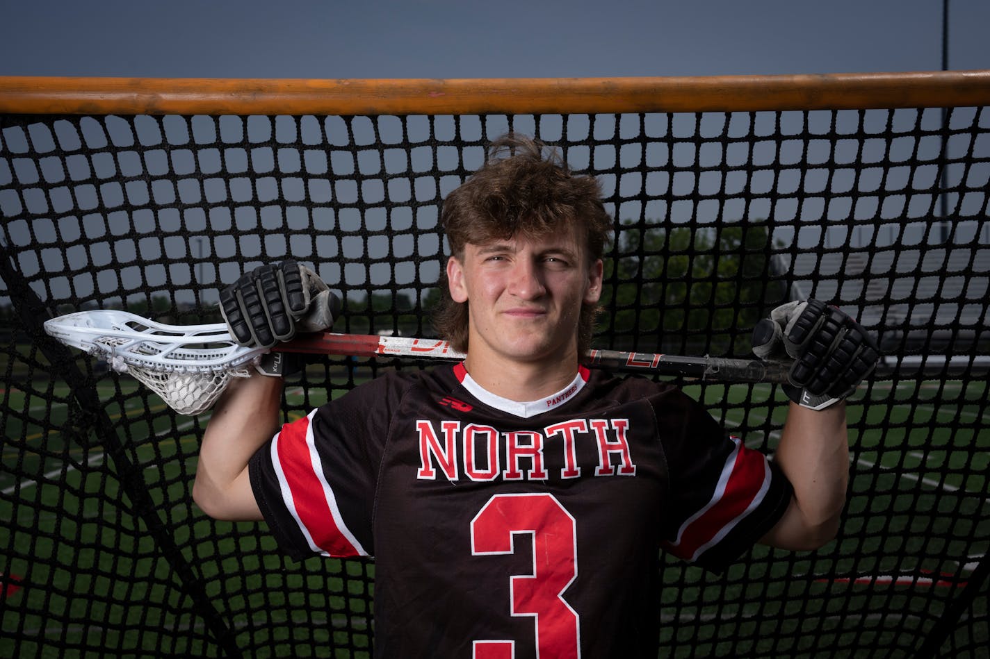 Lacrosse Metro Player of the Year Quinn Power of Lakeville North poses for a photo on the field at Lakeville North High School on Friday, June 9, 2023 in Lakeville, Minn. ] RENEE JONES SCHNEIDER • renee.jones@startribune.com