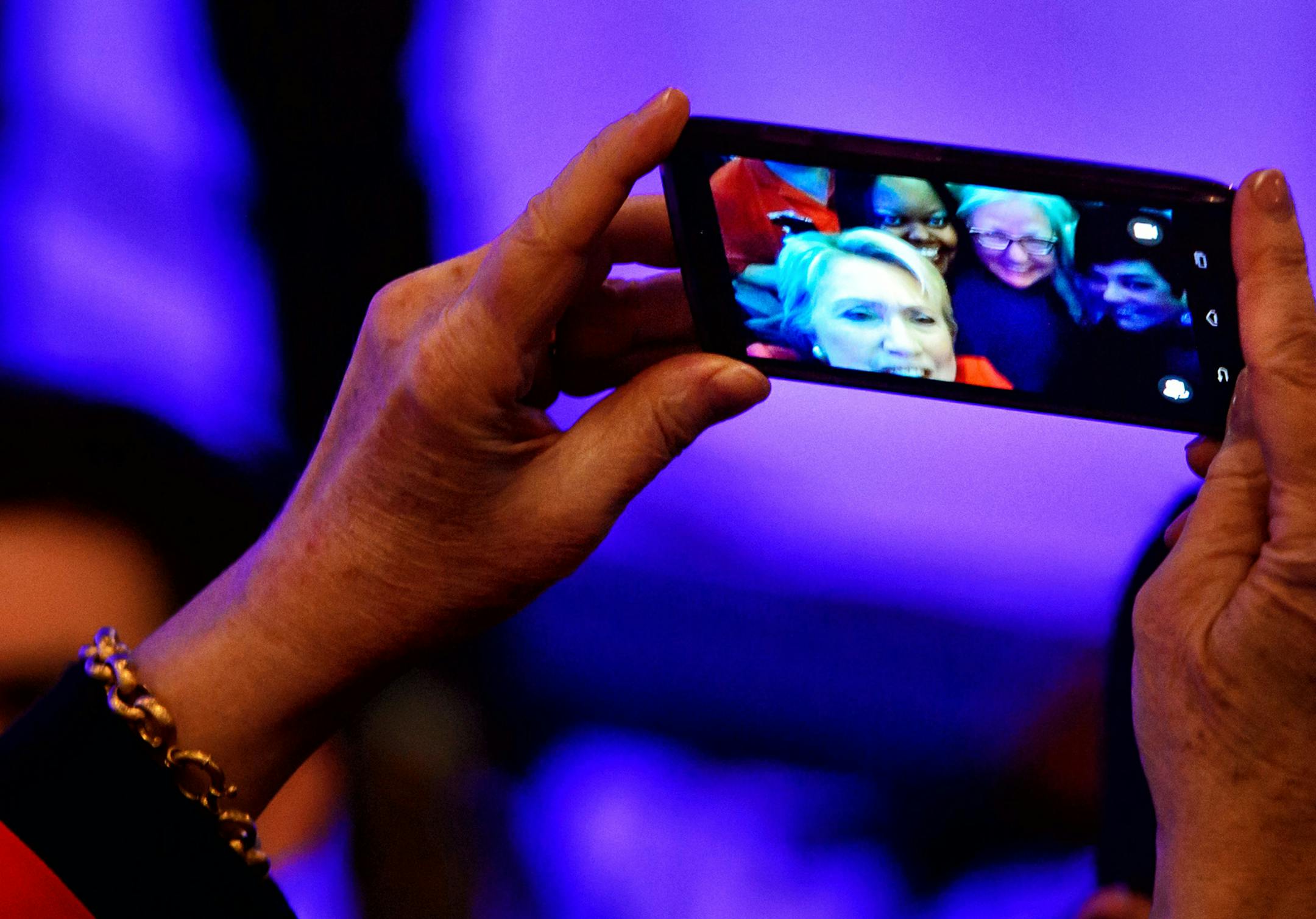 Hillary Clinton helped supporters take selfies after her speech. ] GLEN STUBBE * gstubbe@startribune.com Friday, February 12, 2016 The Fifth Annual Minnesota DFL Humphrey-Mondale Dinner in the St. Paul RiverCentre.