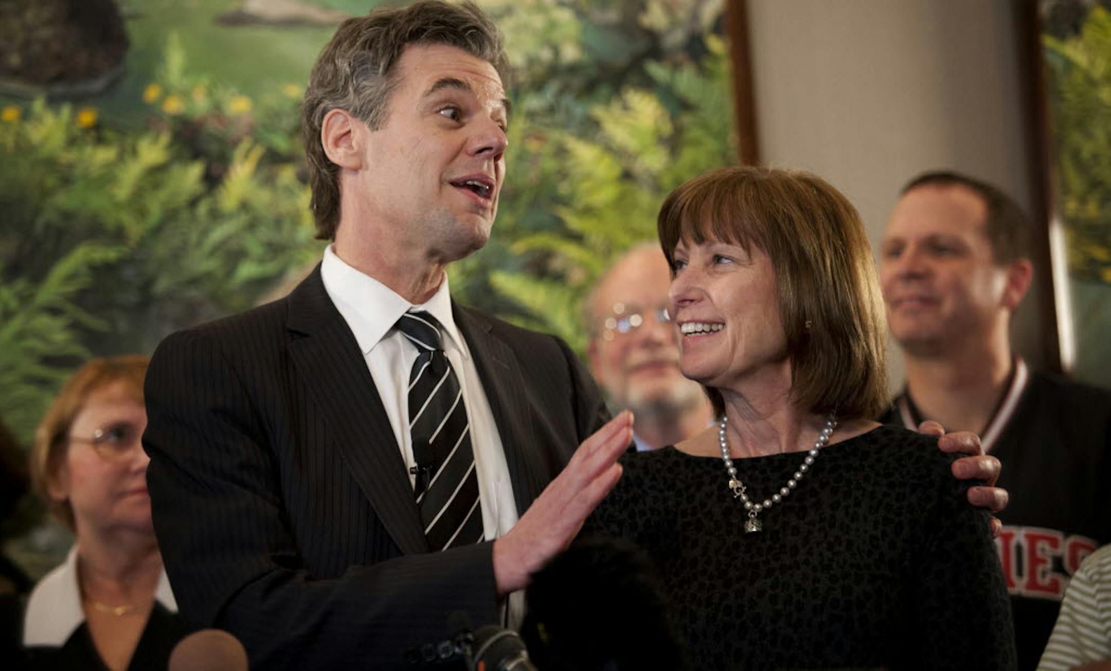 Jim Graves thanked his wife, Julie, after he announced that he is running for Congress in the Sixth District against Rep. Michele Bachmann.