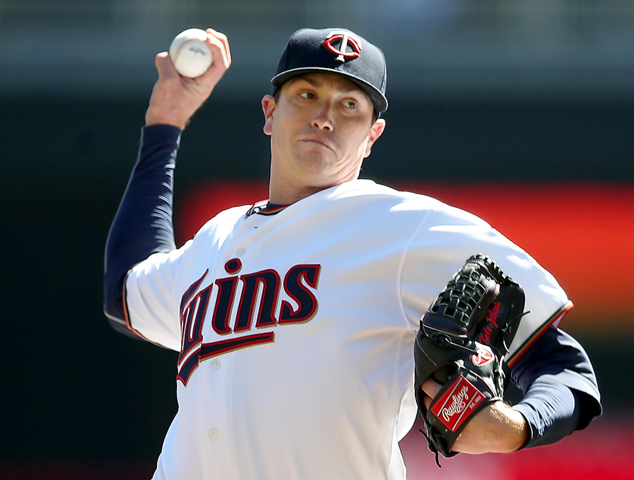 Twins pitcher Kyle Gibson took to the mound during the first inning as the Twins took on the Royals at Target Field, Thursday, April 6, 2017 in Minneapolis, MN.