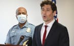 Minneapolis Police Chief Medaria Arradondo listened in as Minneapolis Mayor Jacob Frey and mayors from around the metro called for new legislation to 