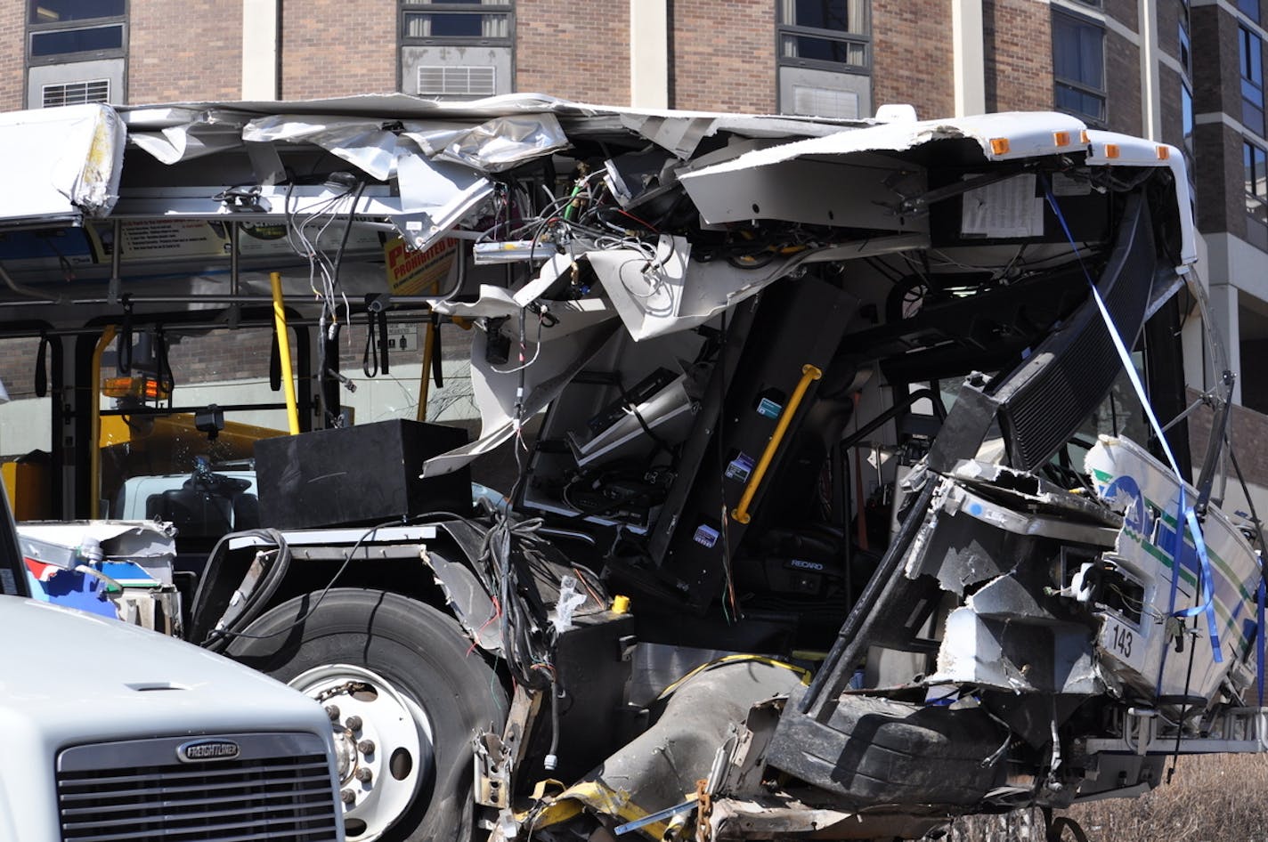 A passenger died in a crash of two buses in Duluth early Tuesday.