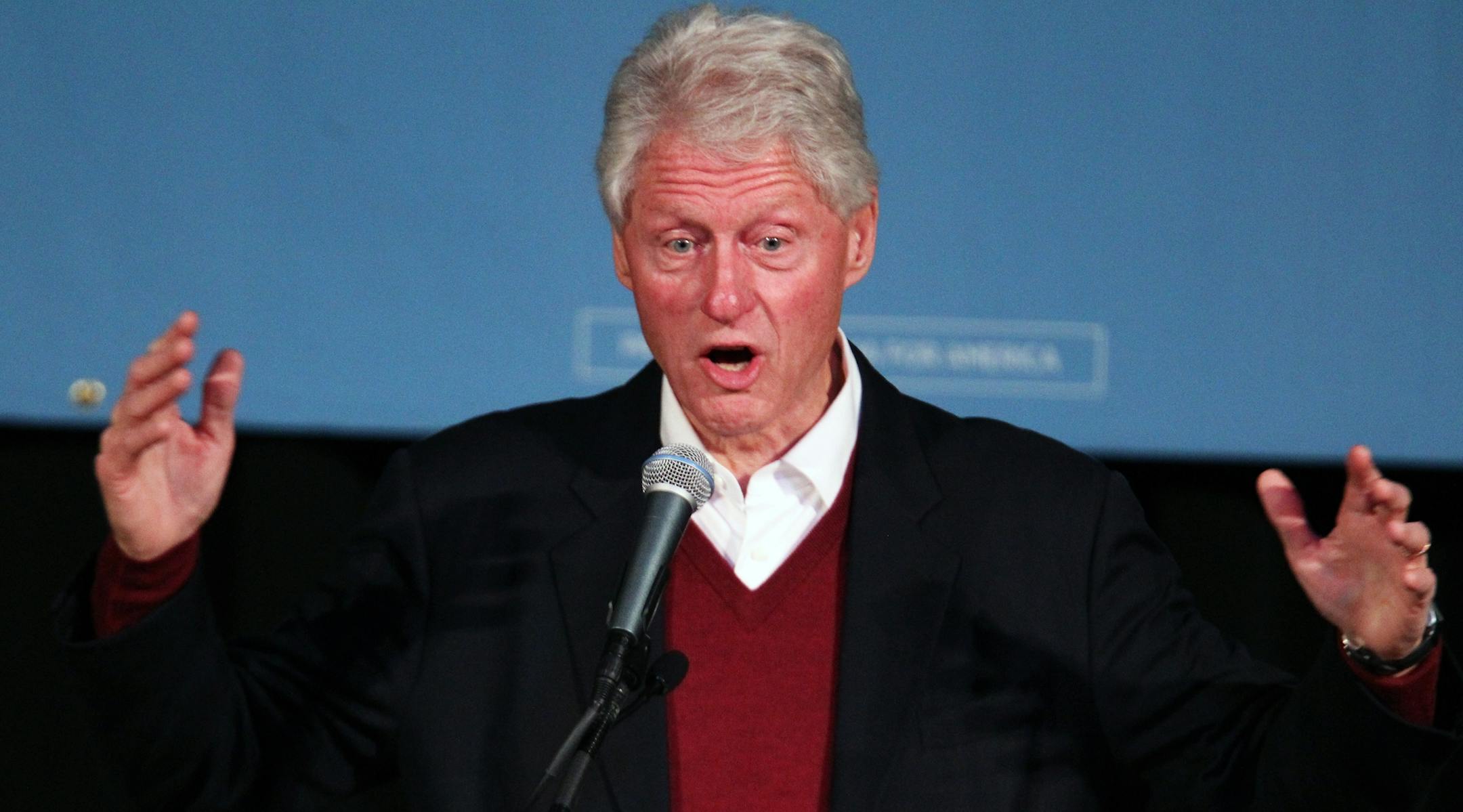 Former President Bill Clinton at a political rally at St. Cloud State in St. Cloud.