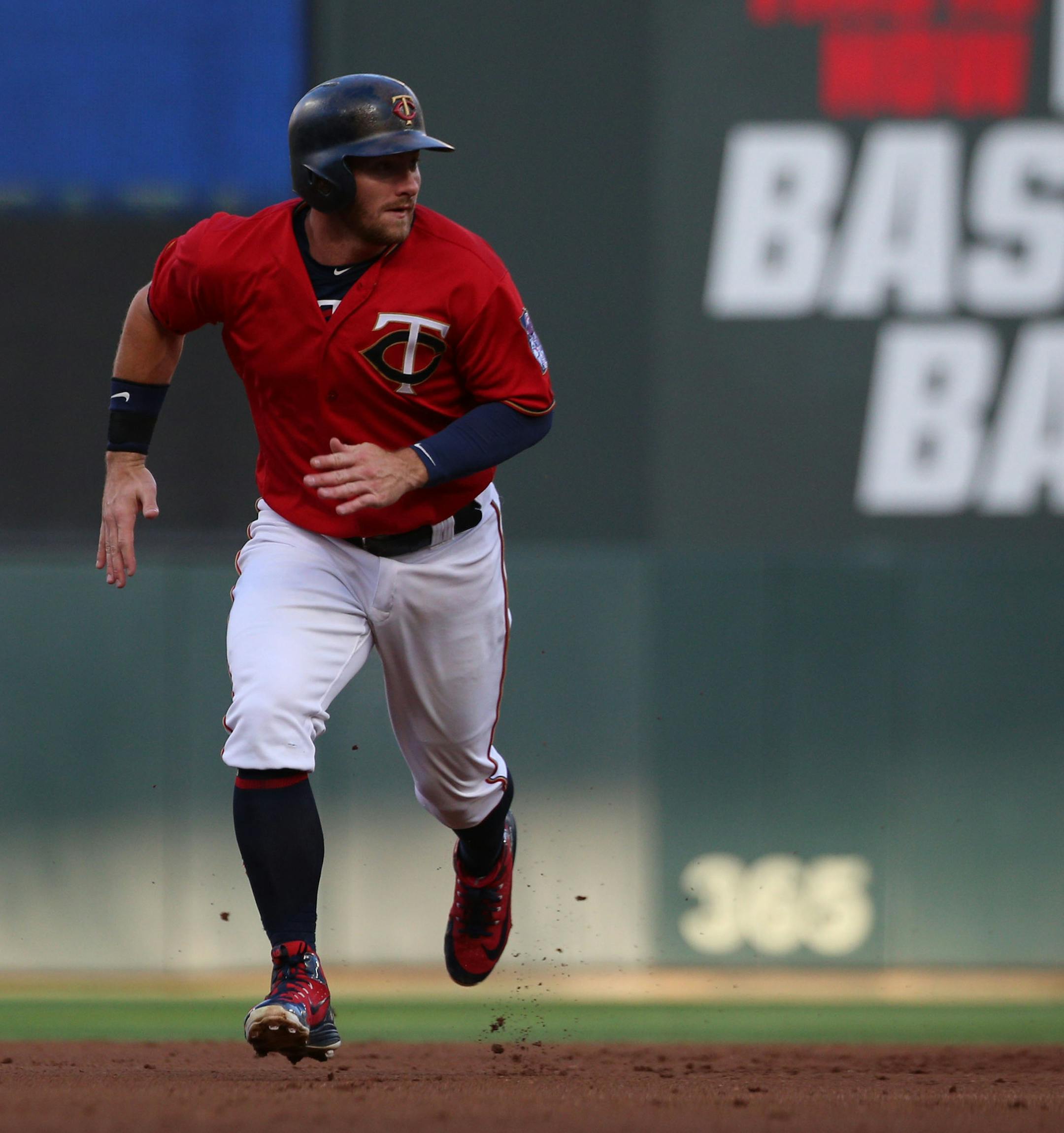 Minnesota Twins designated hitter Robbie Grossman runs to third. ] ALEX KORMANN • alex.kormann@startribune.com The Minnesota Twins squared off against the Tampa Bay Rays on Friday July 13, 2018 under overcast skies. The Twins got off to a hot start hitting in eight runs in the first three innings including a Joe Mauer homerun.