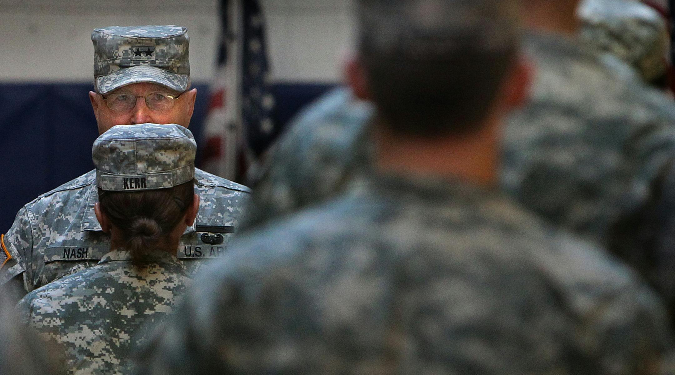 Major General Richard C. Nash looked over his troops before they left for their new assignment.