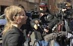 In this Tuesday, March 5, 2019 photo, Chelsea Manning addresses the media outside federal court in Alexandria, Va. The former Army intelligence analys