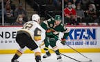 Wild left wing Kirill Kaprizov made a move around Vegas defenseman Nick Holden in the second period Wednesday.