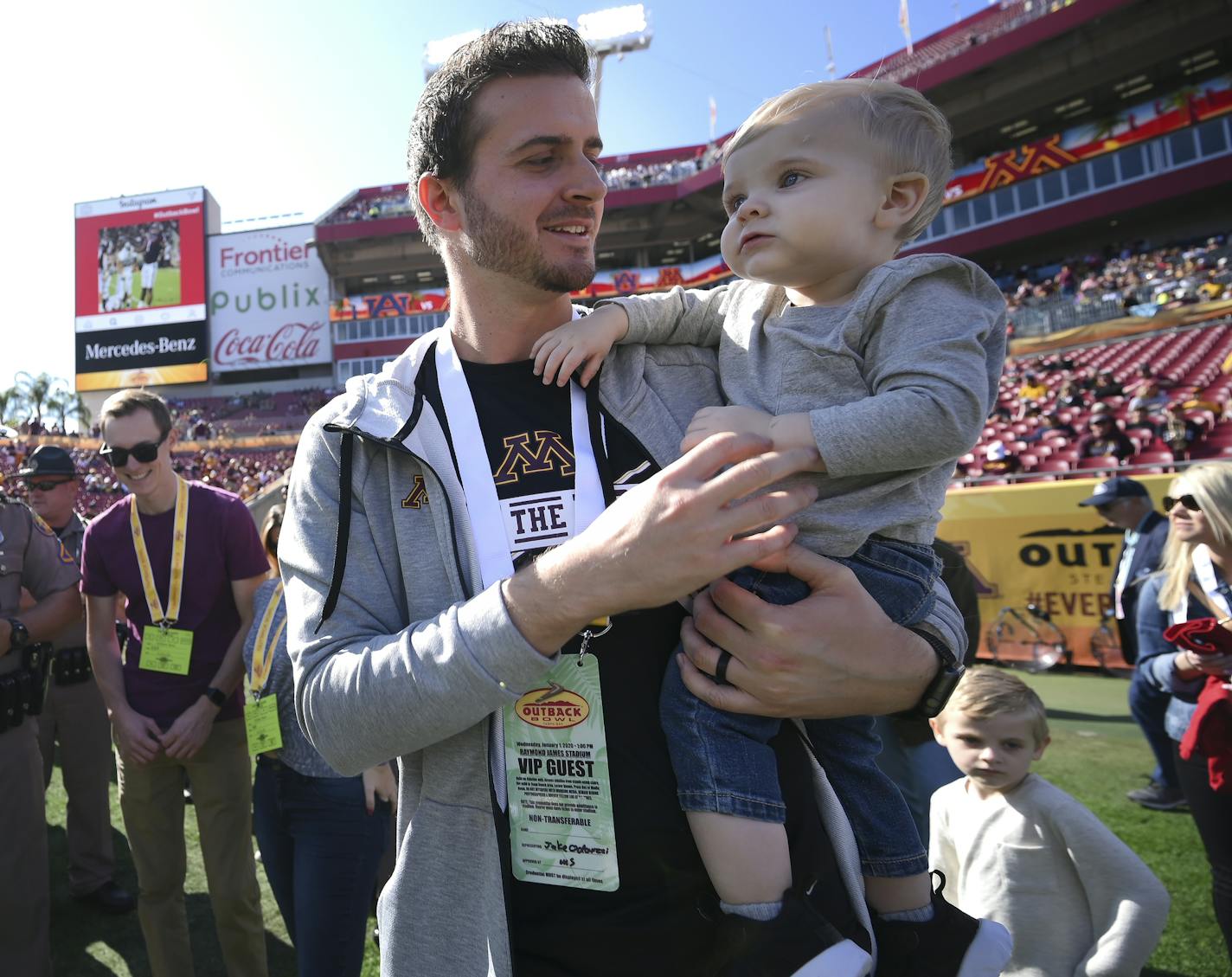 After a strong 2019 season with the Twins that included an All-Star selection, Jake Odorizzi's offseason has included bringing 1-year-old son Maddex to see the Gophers win the Outback Bowl.