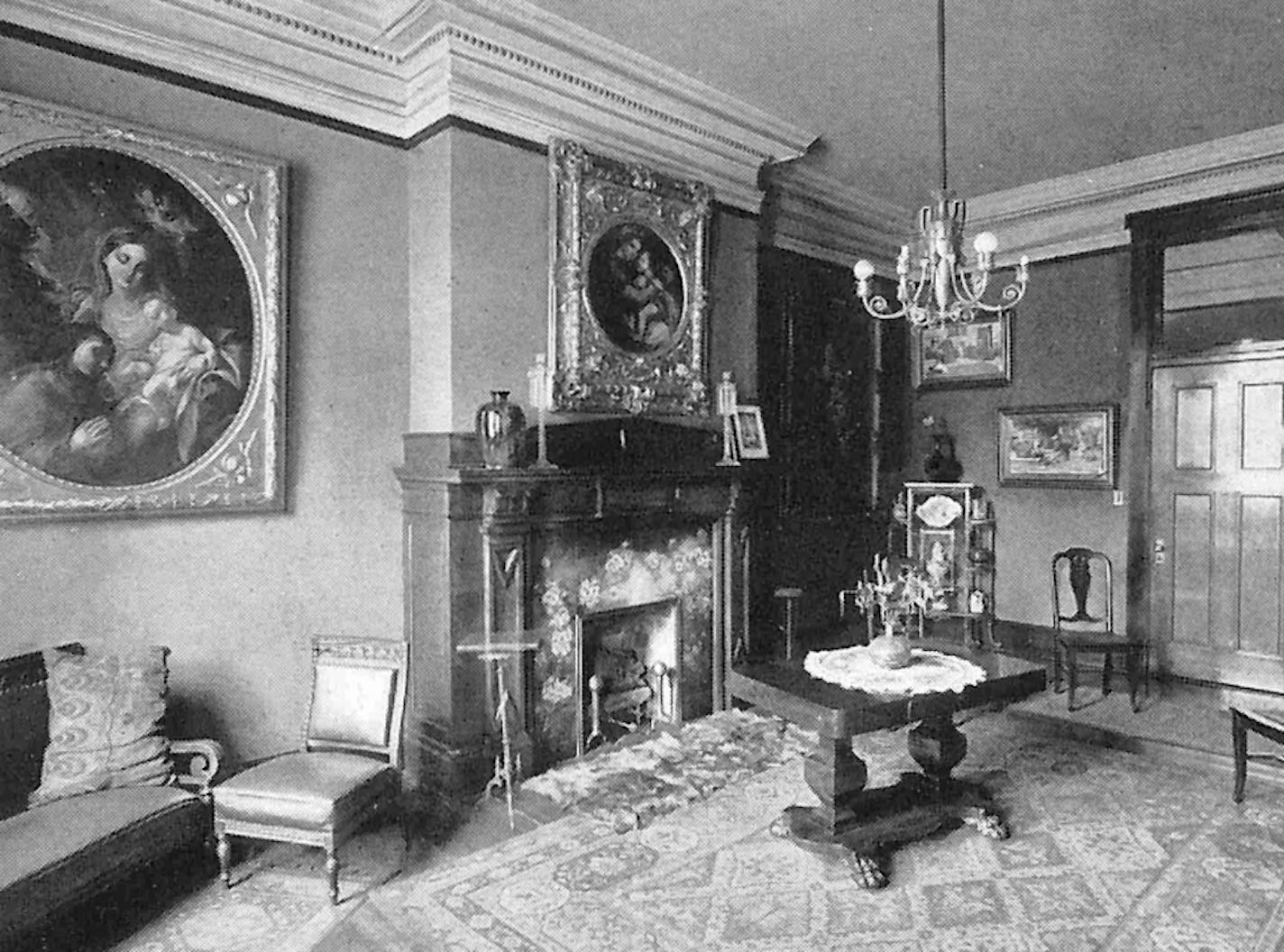 One of two ornate front parlors at St. Agatha's, this room is now the registration area for hotel guests. (Courtesy Celeste)