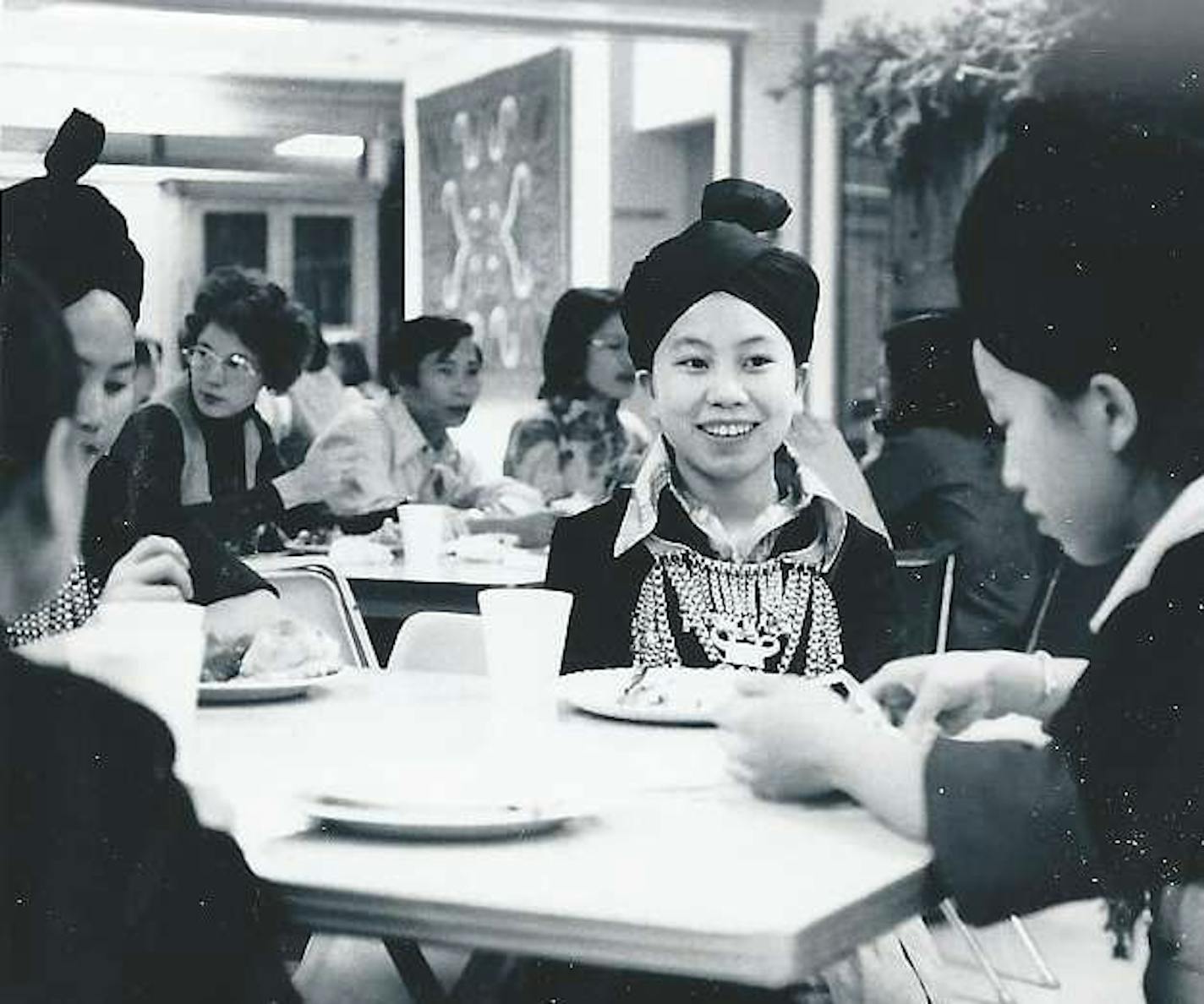 Hmong students attended a 1976 potluck at International Institute of Minnesota.