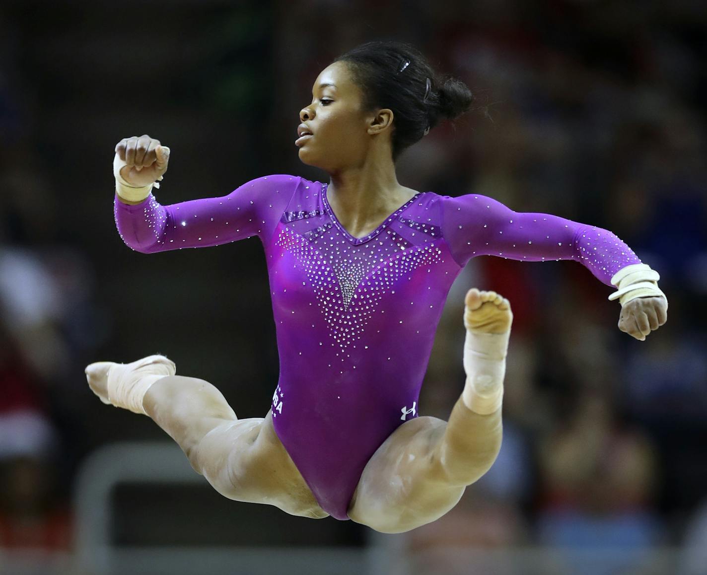 Day 1 - Gabby Douglas had a tough night, falling on the beam and landing in 7th place going into Sunday's final competition. ] 2016 U.S. Olympic Trials - Women's Gymnastics. brian.peterson@startribune.com San Jose, CA - 06/30/2016