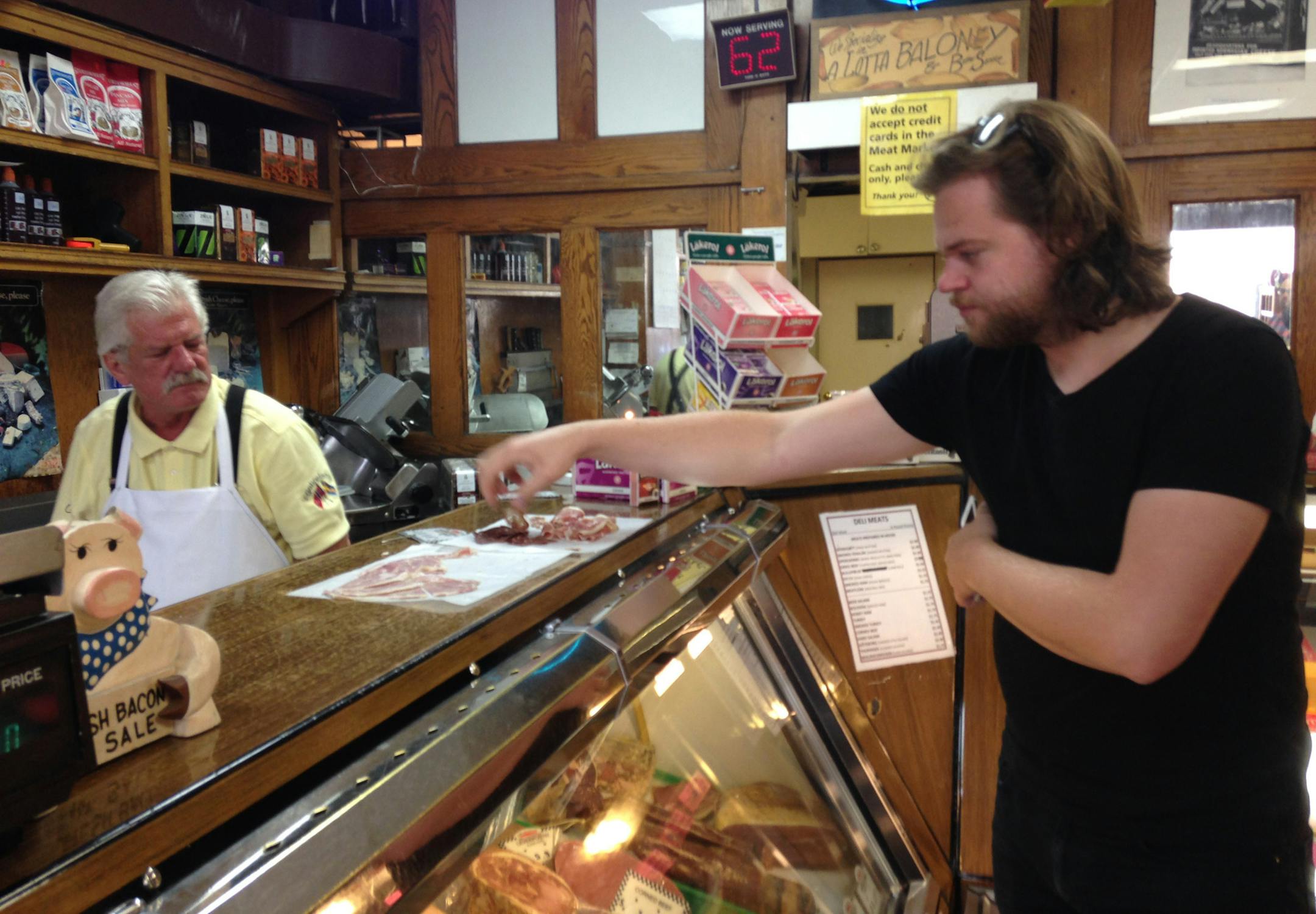 Magnus Nilsson tried charcuterie from Gary Coleman, a butcher at Ingebretsen’s in south Minneapolis.