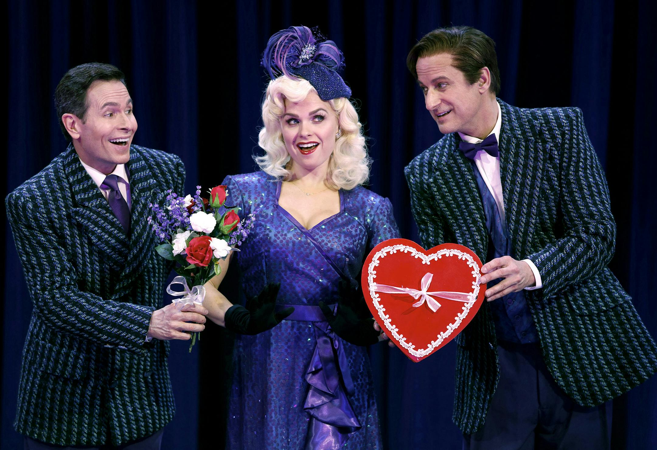 Tony Vierling, Jessica Fredrickson and Michael Gruber in "Holiday Inn" at Chanhassen Dinner Theatres.