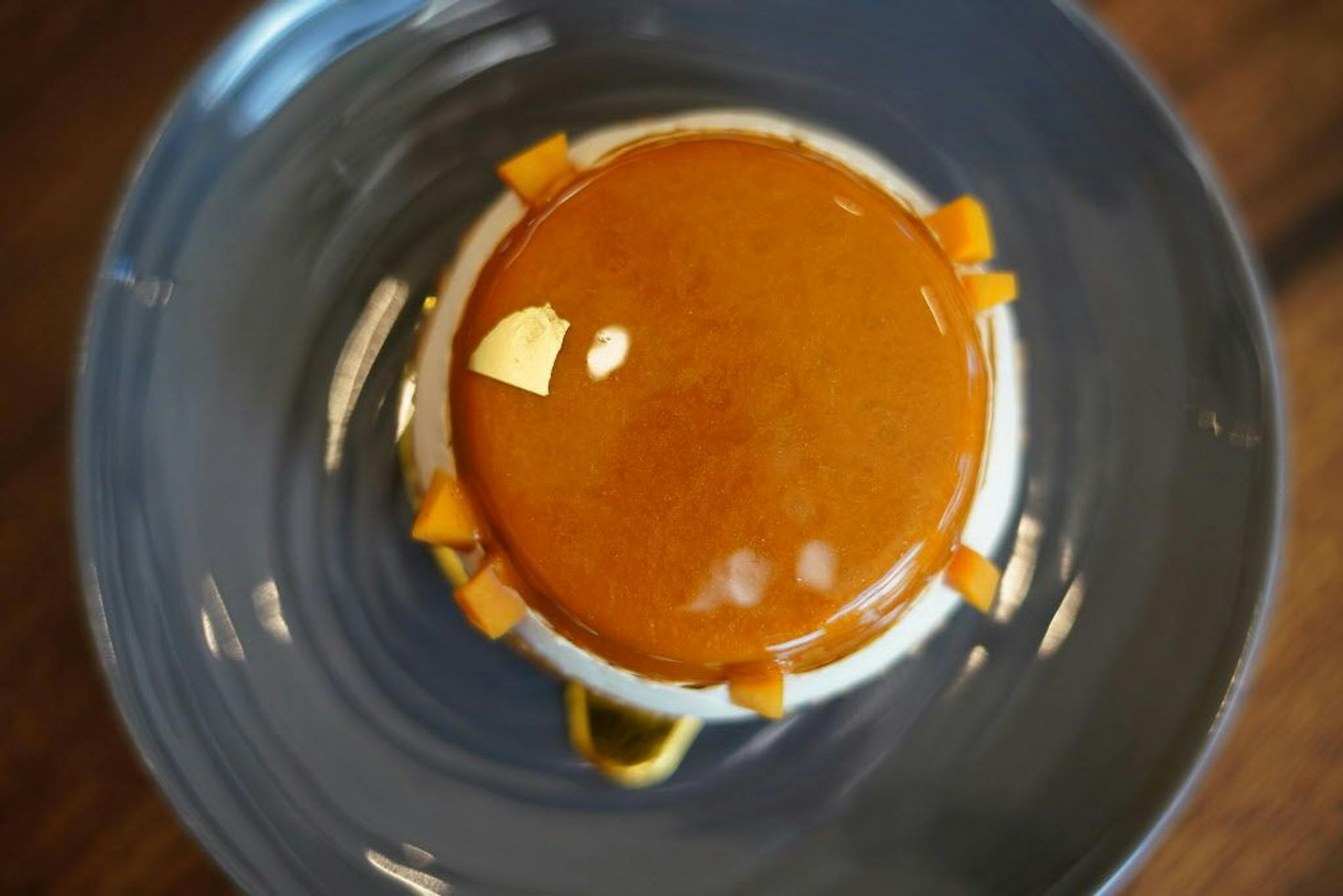 The pumpkin cremeux is made with cinnamon butter sable, caramelized white chocolate.