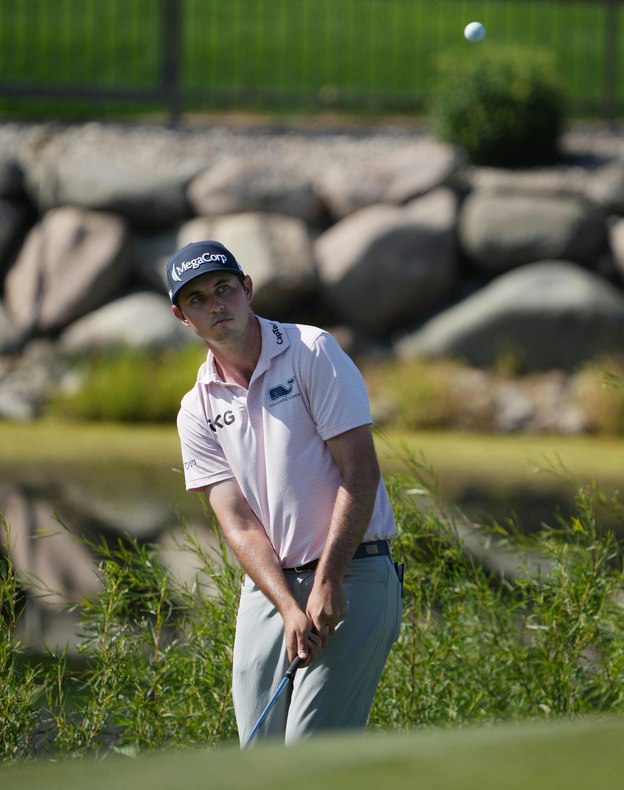 J.T. Poston gets out of the rough on the 14th hole of TPC Twin Cities during Sunday's final round.