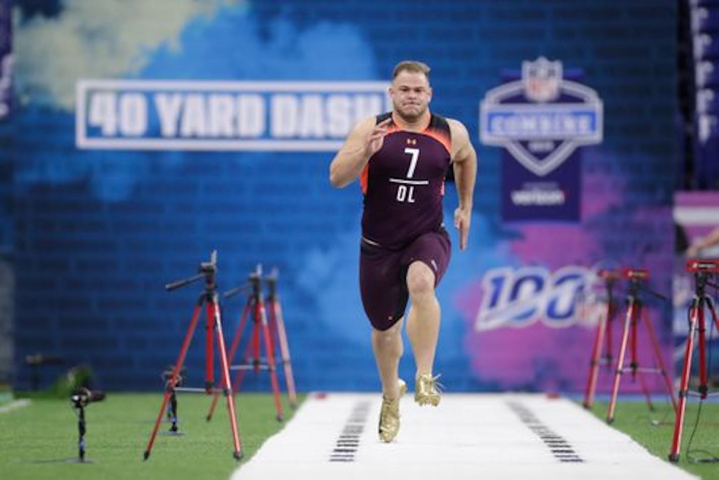 Garrett Bradbury at the NFL Combine.