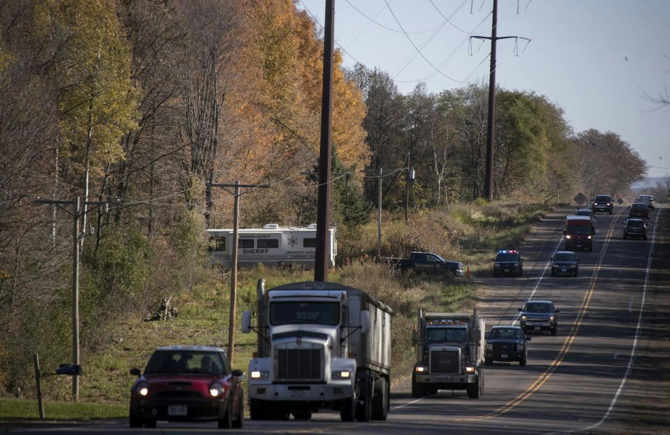 Barron County Sheriff's remained at the scene along highway 8 in front of the home where 13-year-old Jayme Closs lived with her parents James, and Denise Thursday October 18, 2018 in Barron, Wisconsin.