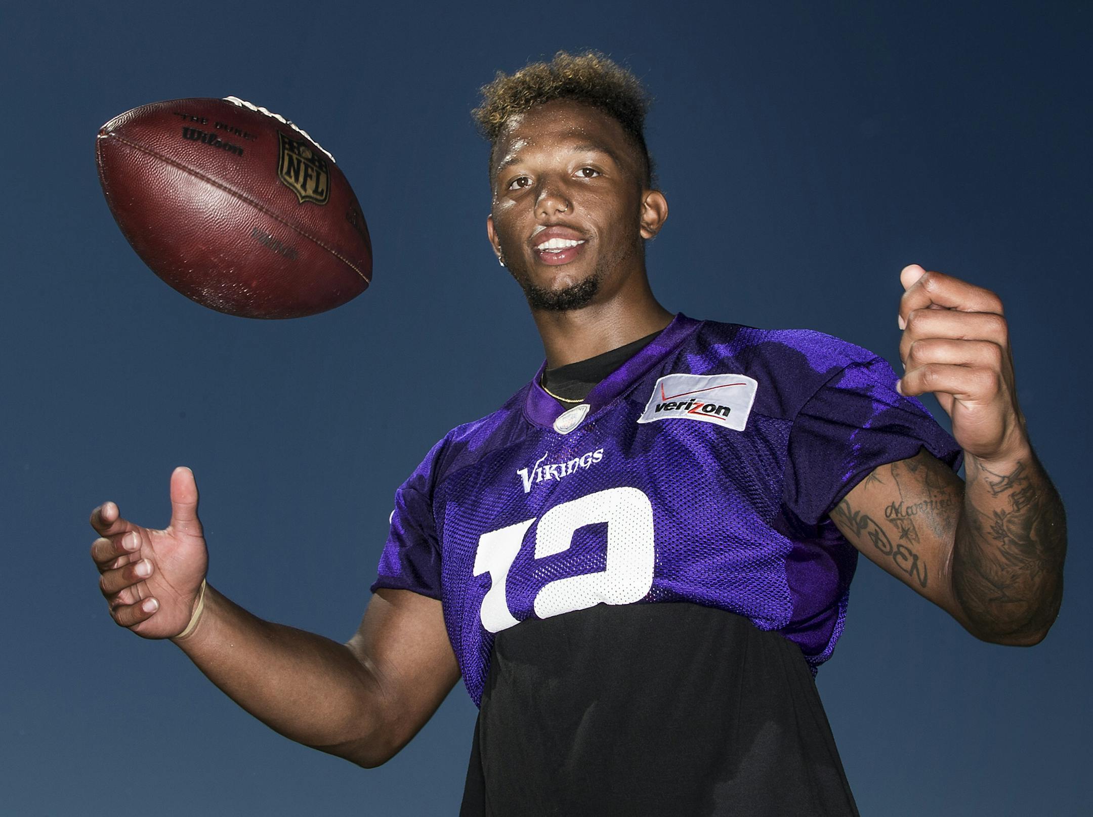 Minnesota Vikings receiver Charles Johnson (12). ] CARLOS GONZALEZ cgonzalez@startribune.com - August, 2015, Mankato, MN, NFL, Minnesota Vikings Training Camp, Minnesota State University, Mankato, ORG XMIT: MIN1508181521431810