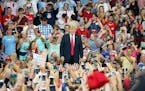 "I hate to bring this up, but we came this close to winning the state of Minnesota," President Trump said to thousands of cheering supporters at a ral