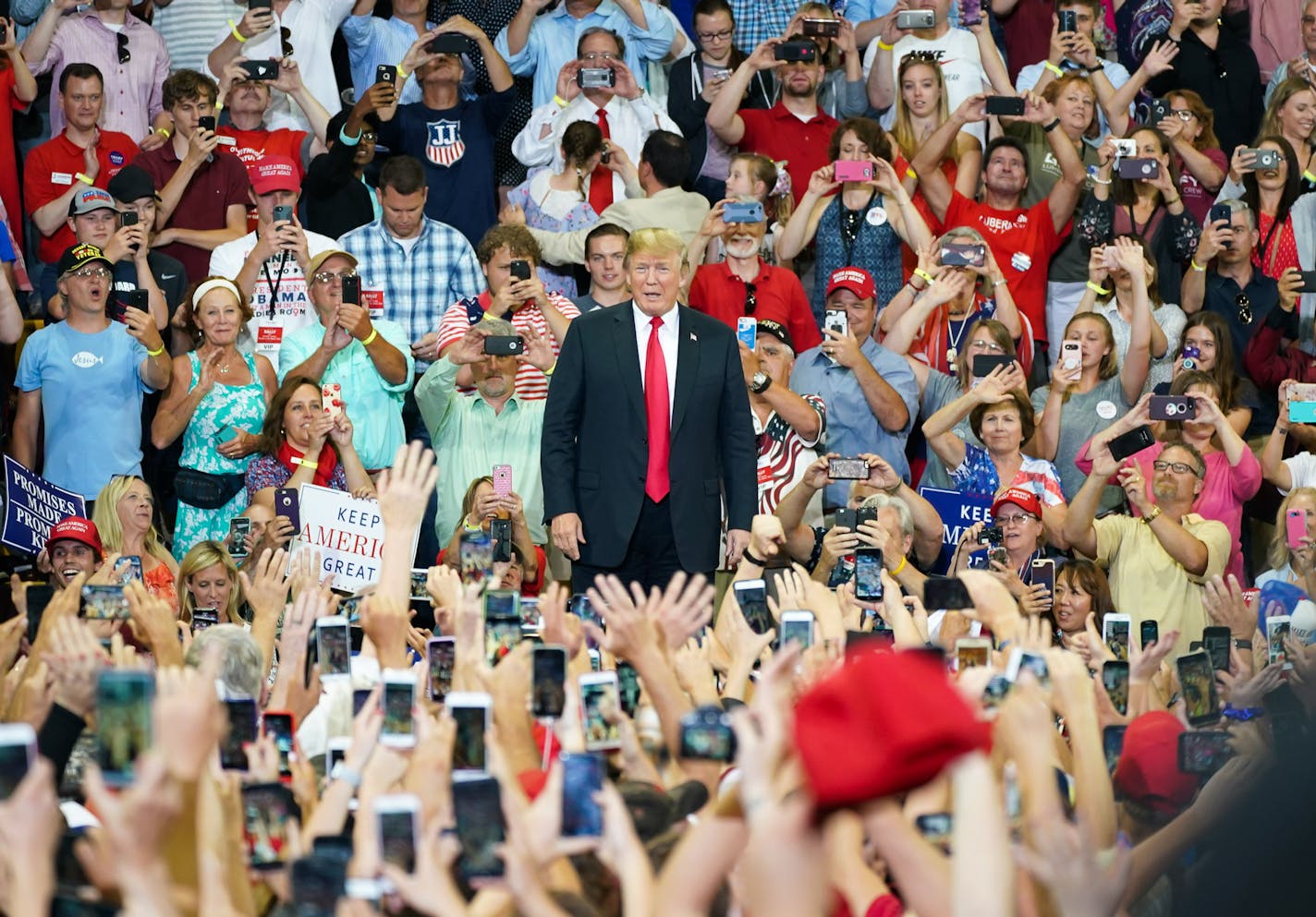 "I hate to bring this up, but we came this close to winning the state of Minnesota," President Trump said to thousands of cheering supporters at a rally in Duluth's Amsoil Arena.