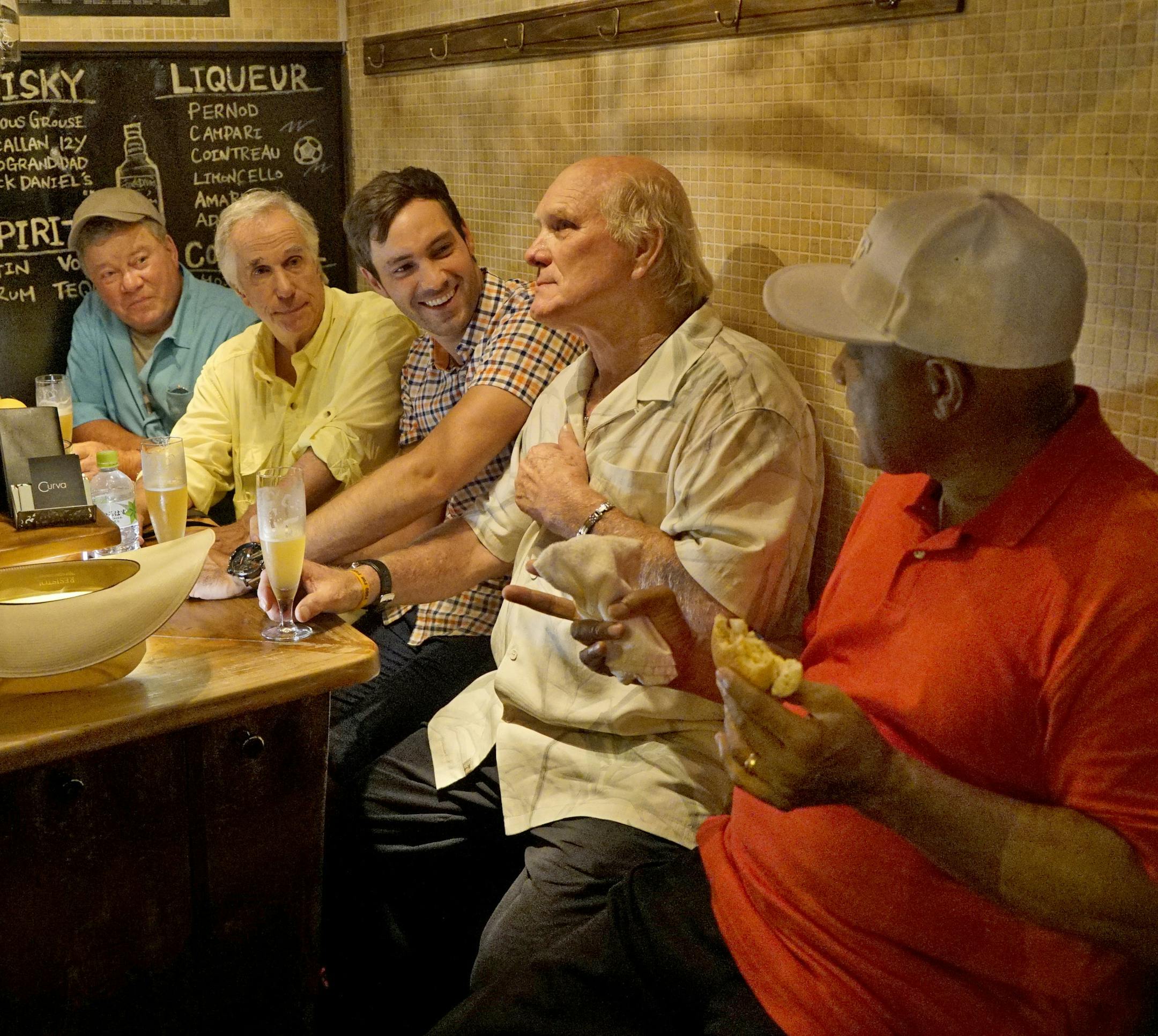 BETTER LATE THAN NEVER -- "Tokyo, Japan" Episode 101 -- Pictured: (l-r) William, Shatner, Henry Winkler, Jeff Dye, Terry Bradshaw, George Foreman -- (Photo by: Paul Drinkwater/NBC) ORG XMIT: Season:1
