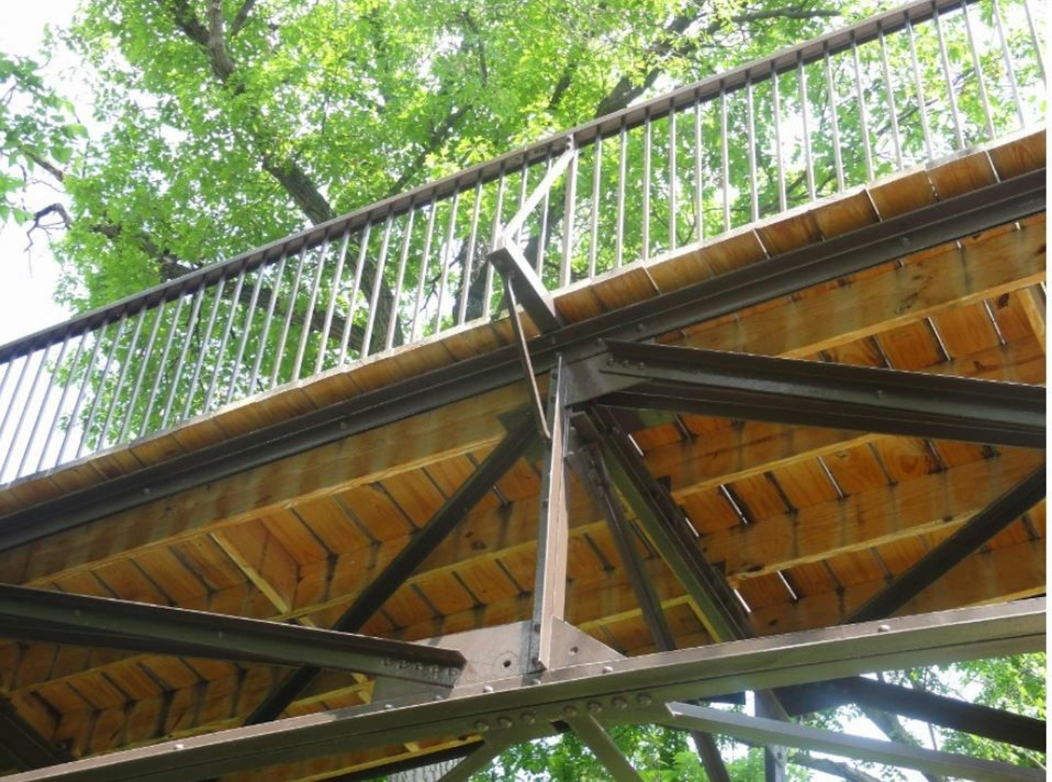 A view of the underside of the popular pedestrian bridge over Minnehaha Creek in south Minneapolis.