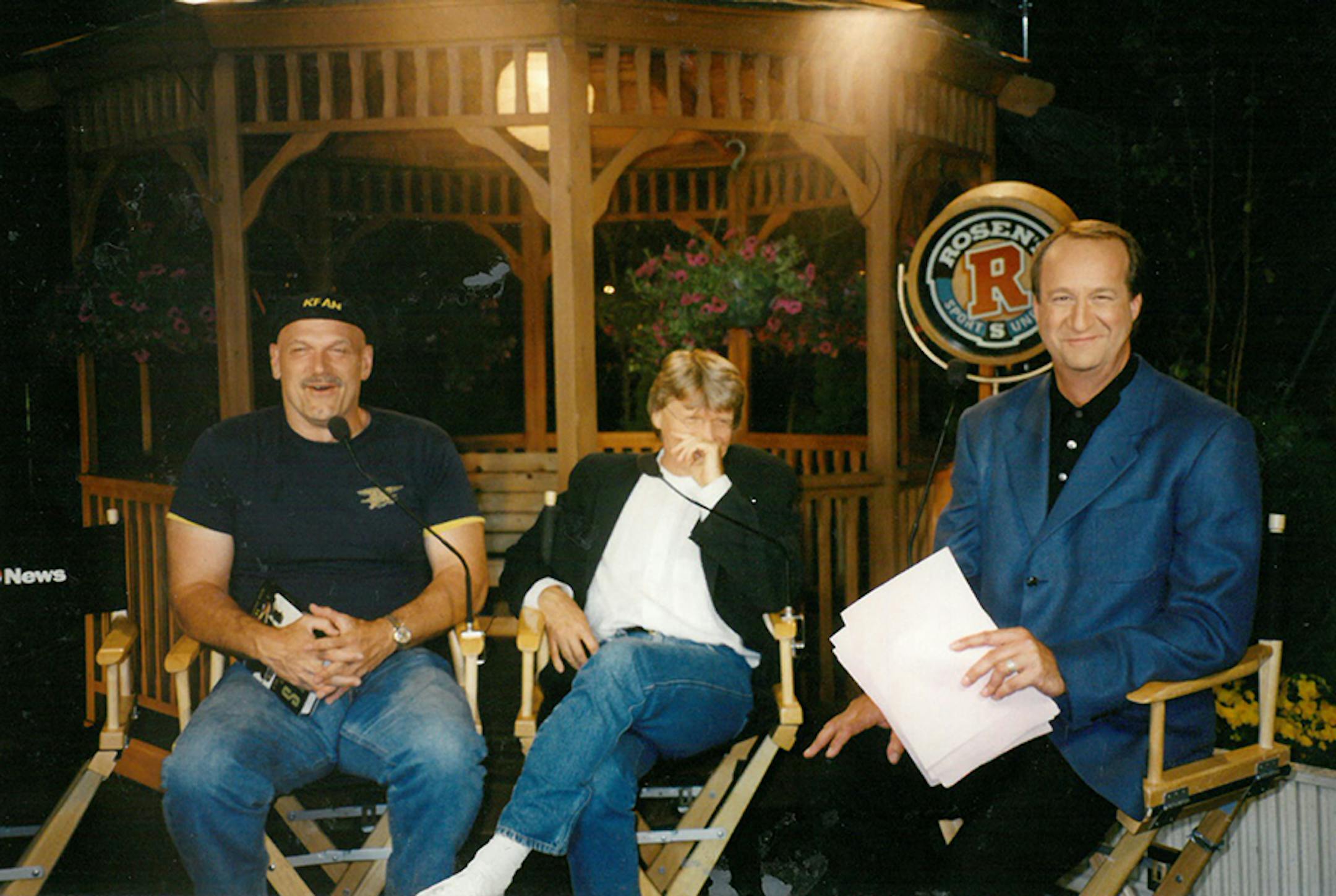 Mark Rosen, right, interviewing Jesse Ventura and writer/actor Pat Proft. Photo provided by Mark Rosen.