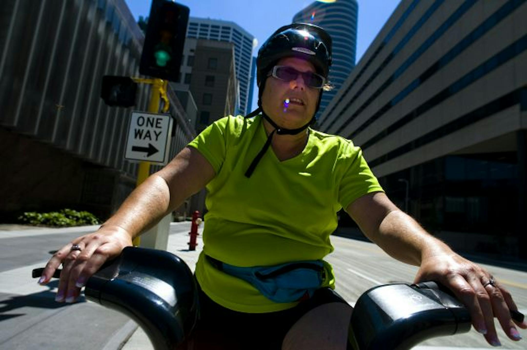 Michele Russo of Bloomington rented one for about 40 minutes. "If I could park my bike in my office I would, but renting one is just more convenient," she said.