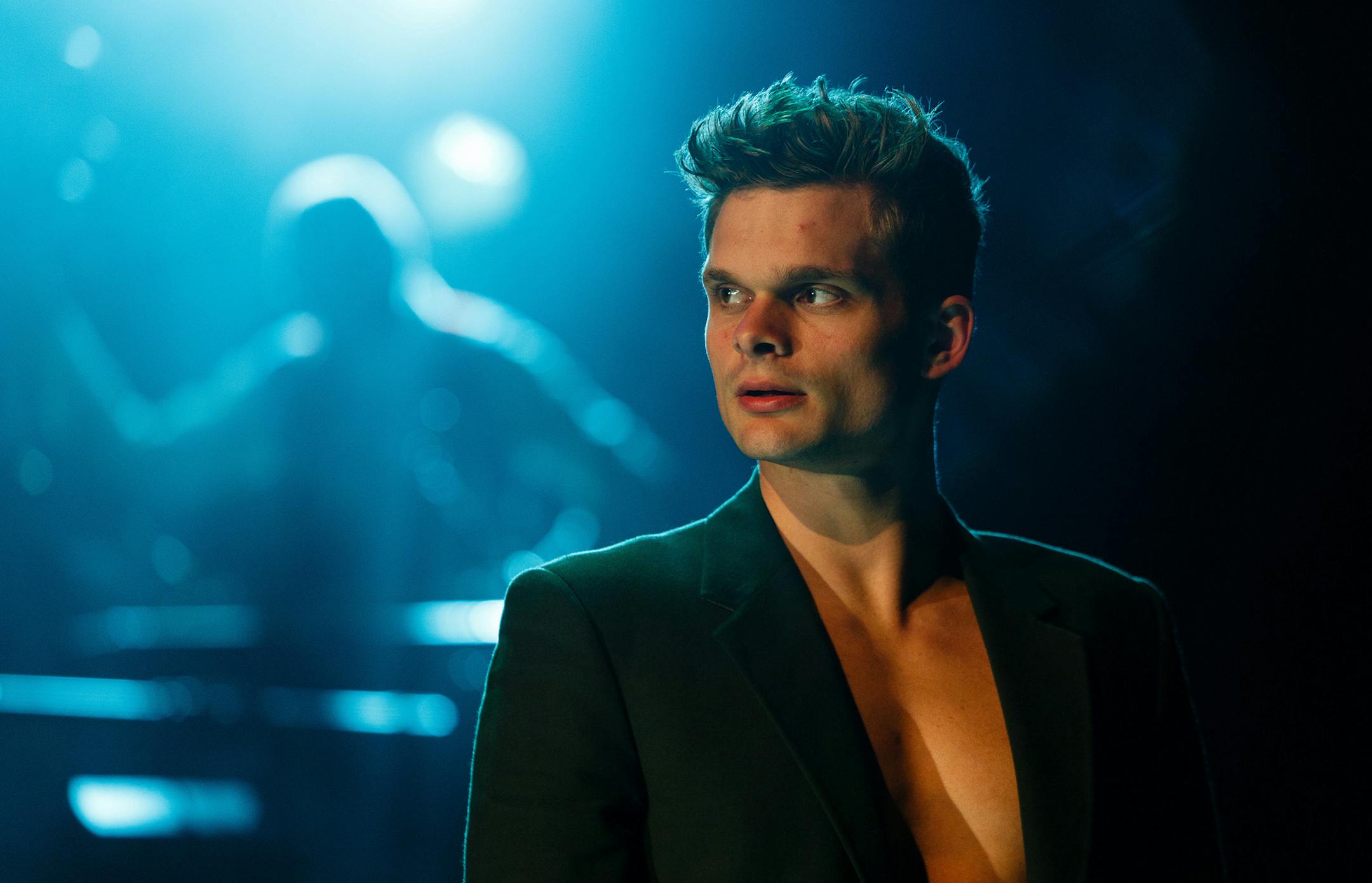Andrew Durand (Tristan) in Kneehigh's production of Tristan & Yseult. Adapted and directed by Emma Rice. February 13 - March 23, 2014 on the McGuire Proscenium Stage at the Guthrie Theater, Minneapolis. Photo by Steve Tanner.