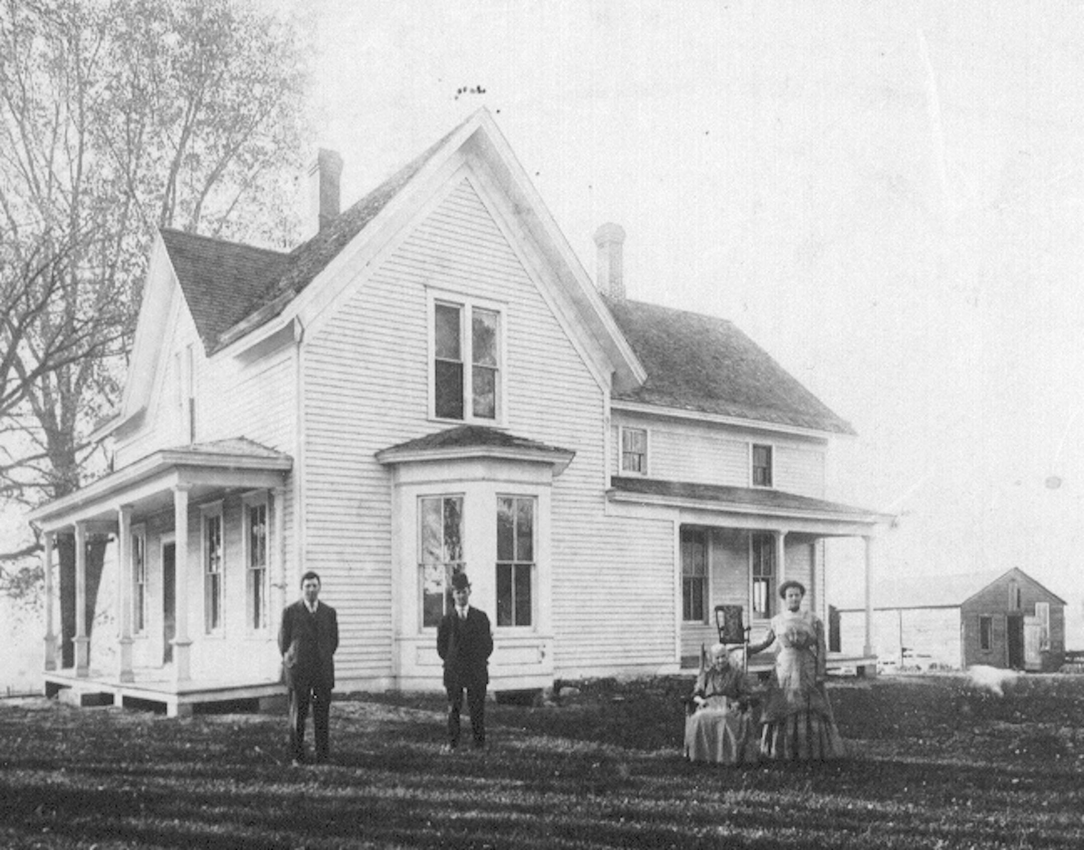 Posing in a photo taken about 1910 at the Boutwell House were, from left, Sterling Jones, Rodney Jones, Catherine Boutwell Jones Drechsler, and Anna Drechsler McKusick. Catherine Drechsler was the daughter of the Rev. William Boutwell.
