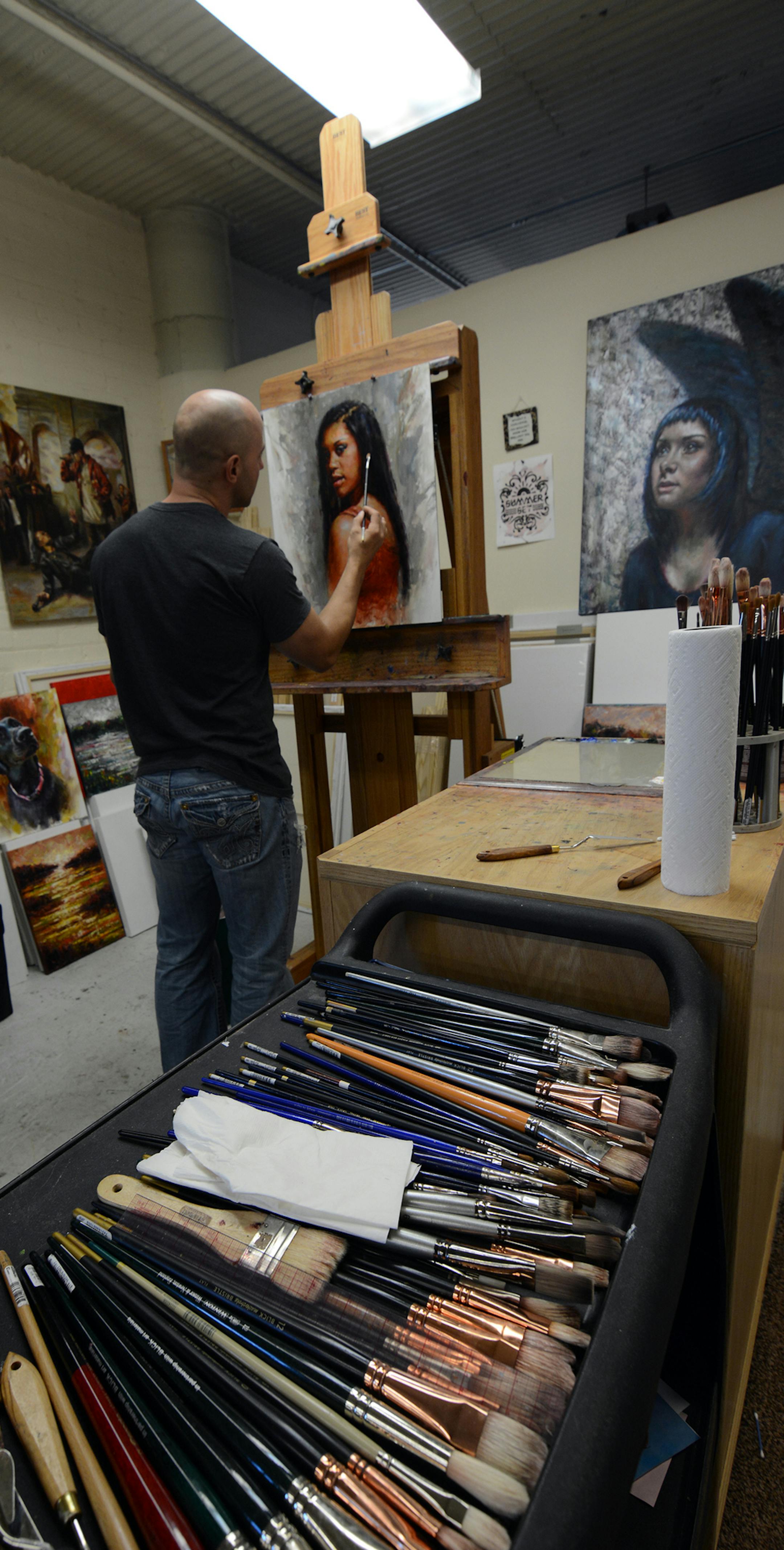 Michael Bellotti painted in his St. Paul studio.Photo by Liz Rolfsmeier, Special to the Star Tribune