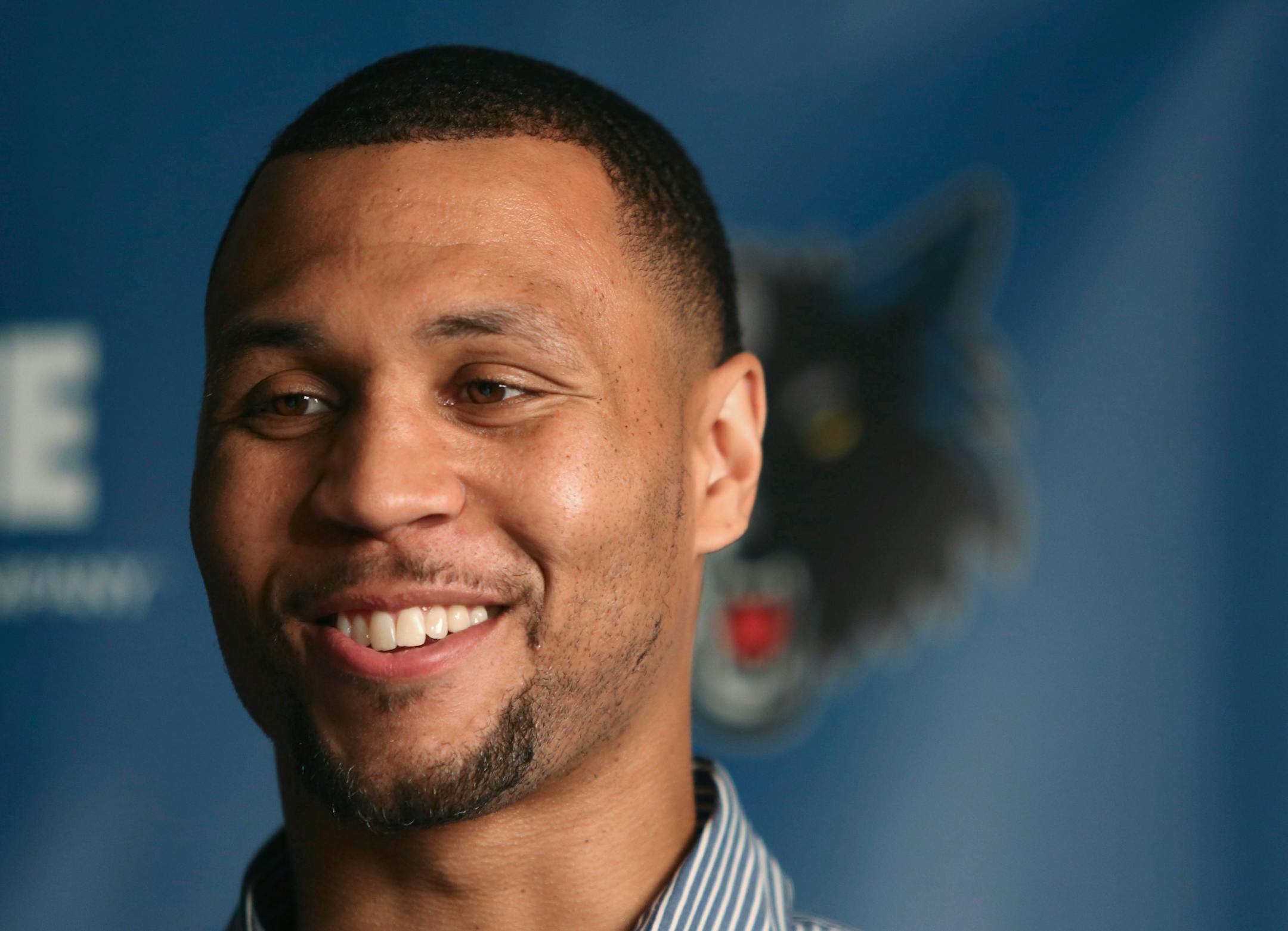 The Timberwolves' Brandon Roy talked to reporters during a news conference on Tuesday. Roy said he considered having last season off as more of a "pause" while he worked through chronic knee problems that ended his tenure with the Portland Trail Blazers.