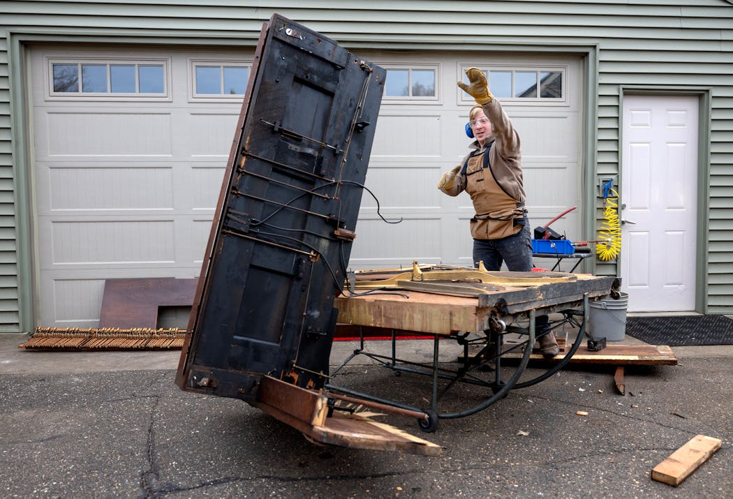 Nate Otto disassembled a player piano in his backyard in Anoka in December.
